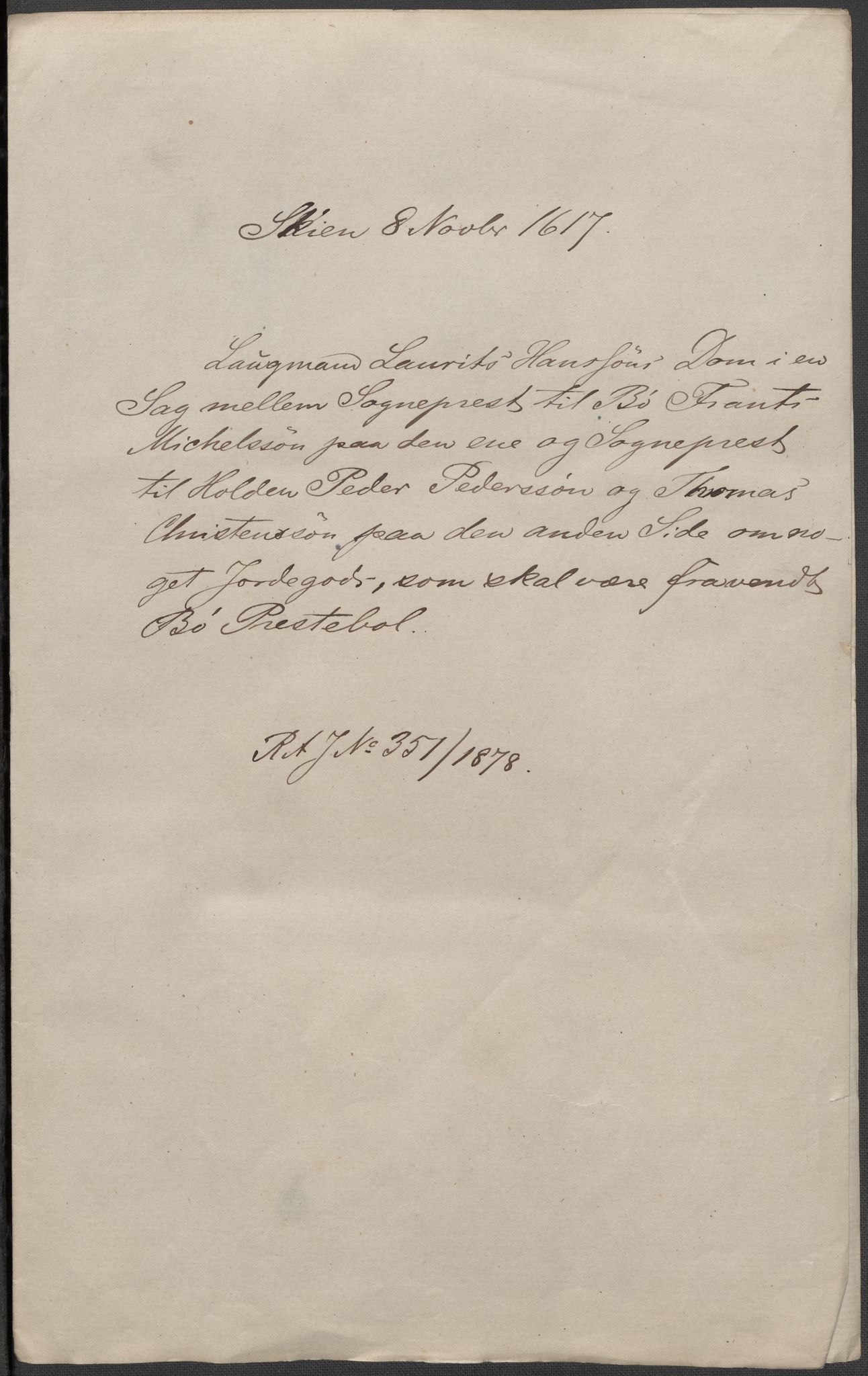 Riksarkivets diplomsamling, AV/RA-EA-5965/F15/L0027: Prestearkiv - Telemark, 1587-1738, p. 24