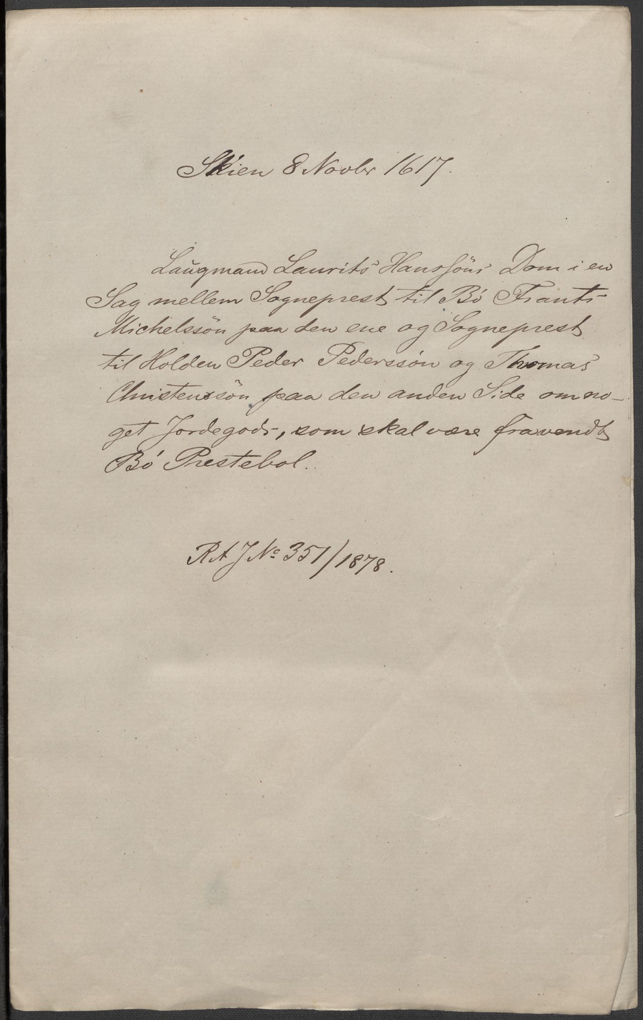 Riksarkivets diplomsamling, RA/EA-5965/F15/L0027: Prestearkiv - Telemark, 1587-1738, p. 24