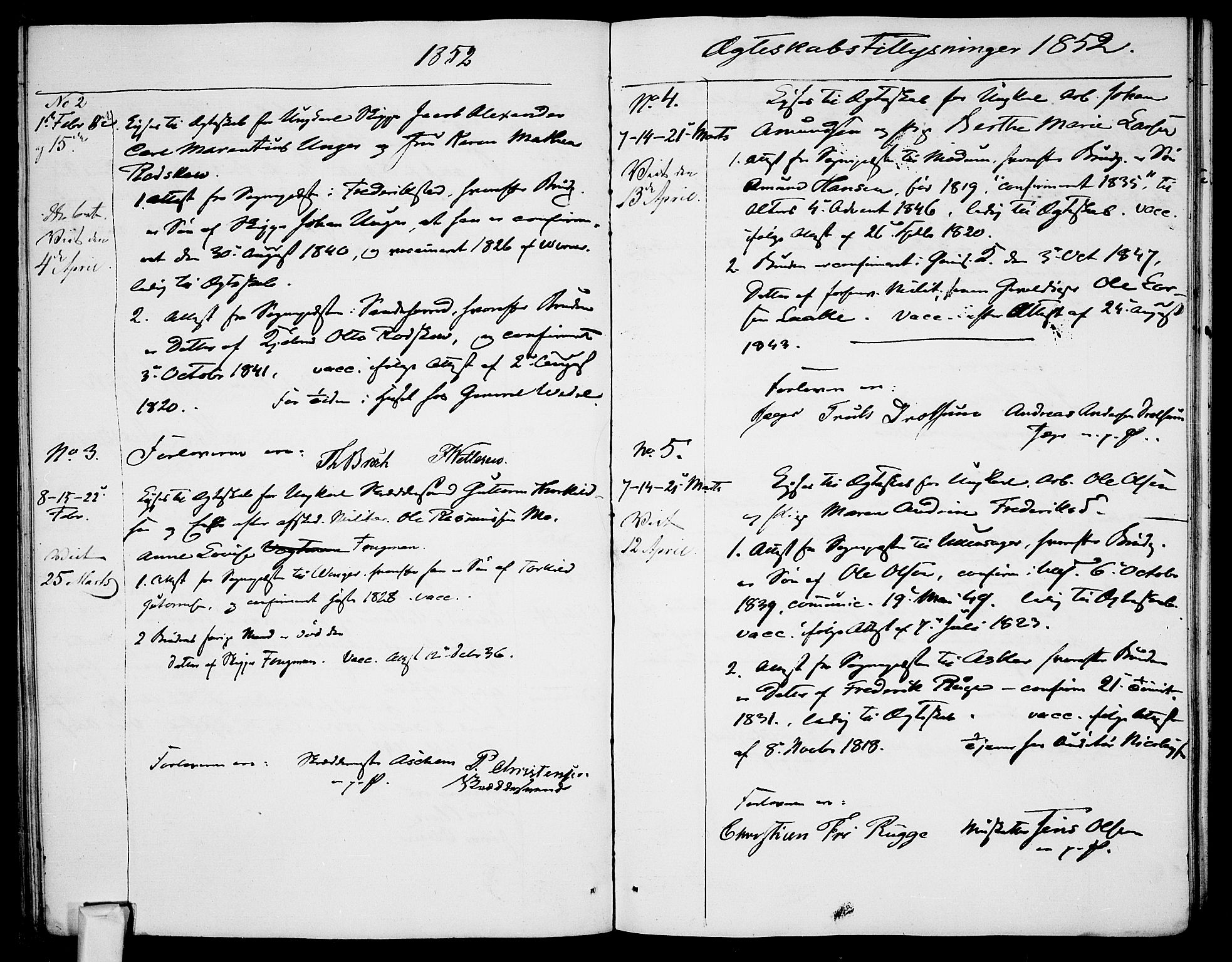 Garnisonsmenigheten Kirkebøker, AV/SAO-A-10846/H/Ha/L0005: Banns register no. I 5, 1844-1856