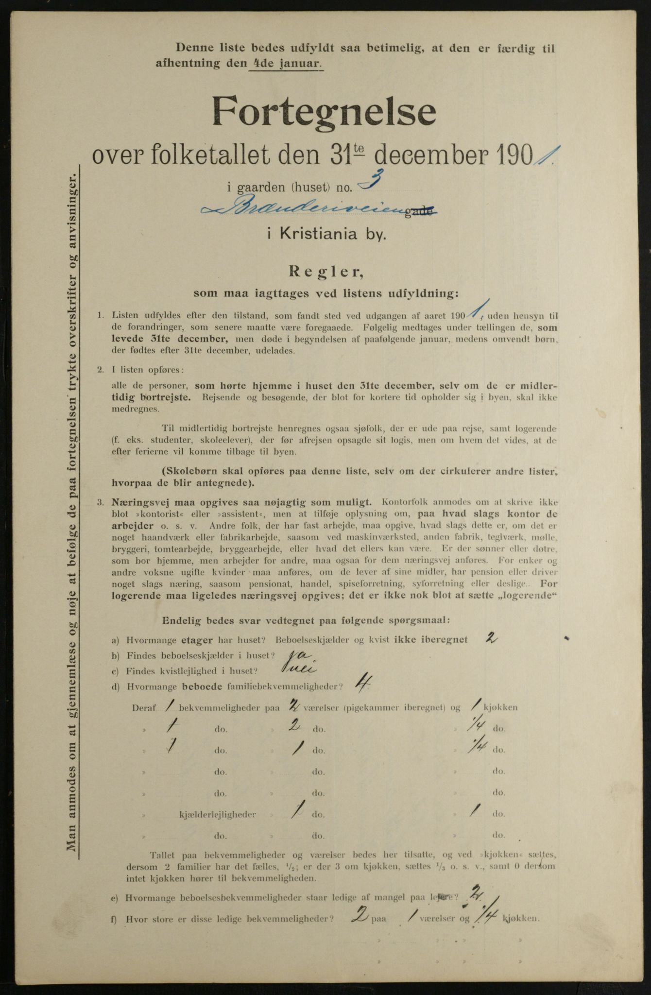 OBA, Municipal Census 1901 for Kristiania, 1901, p. 1429