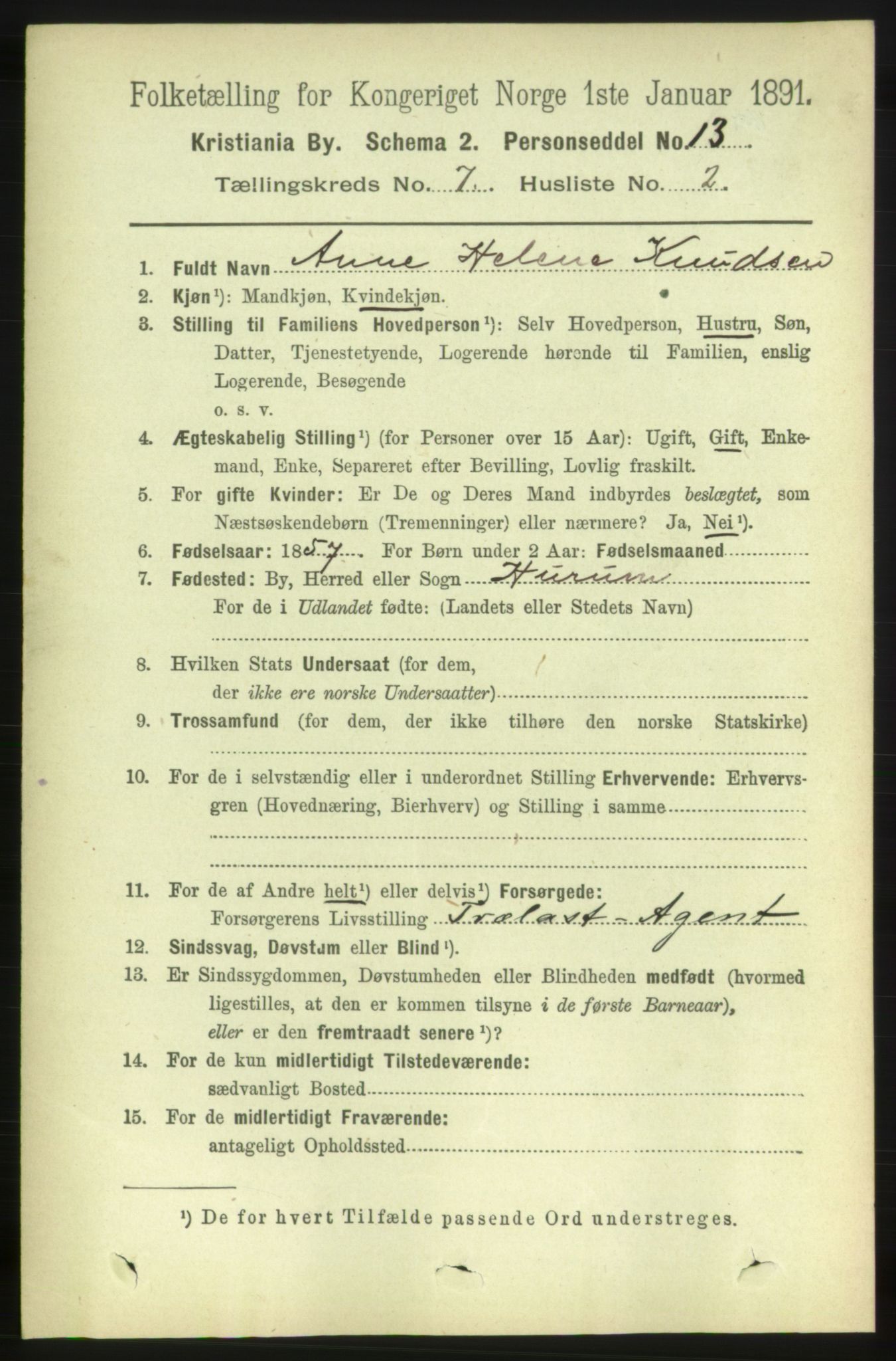 RA, 1891 census for 0301 Kristiania, 1891, p. 2799