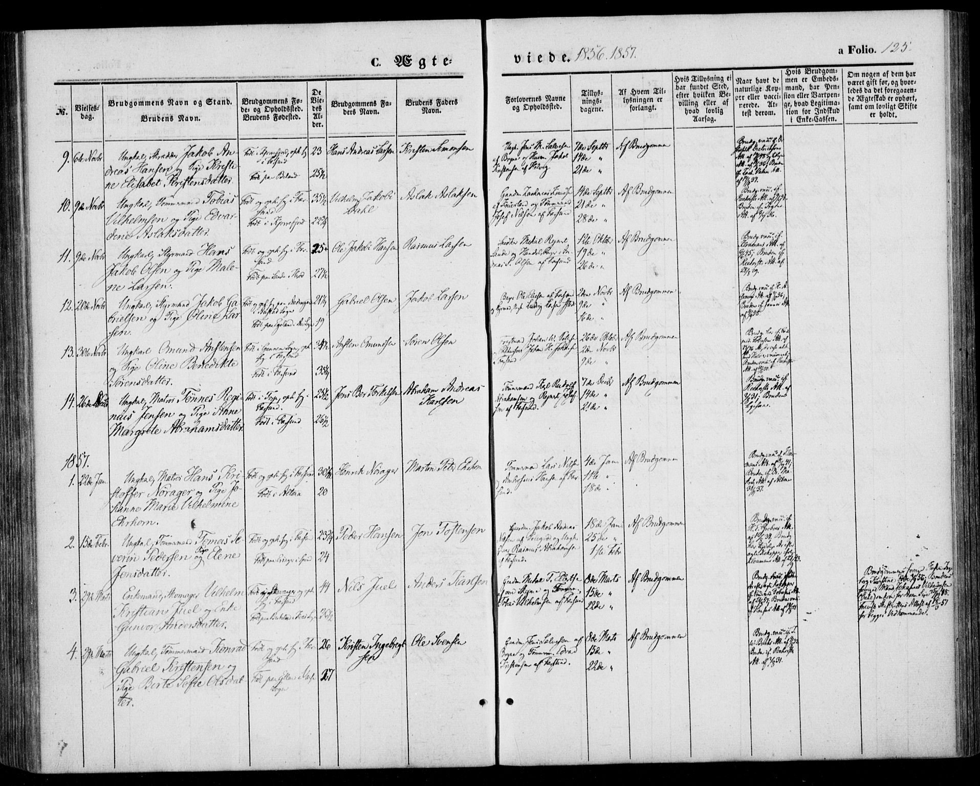 Farsund sokneprestkontor, SAK/1111-0009/F/Fa/L0004: Parish register (official) no. A 4, 1847-1863, p. 125