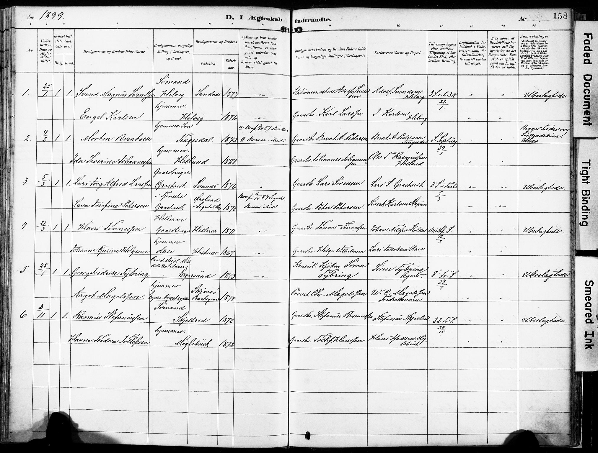 Eigersund sokneprestkontor, SAST/A-101807/S08/L0018: Parish register (official) no. A 17, 1892-1905, p. 158