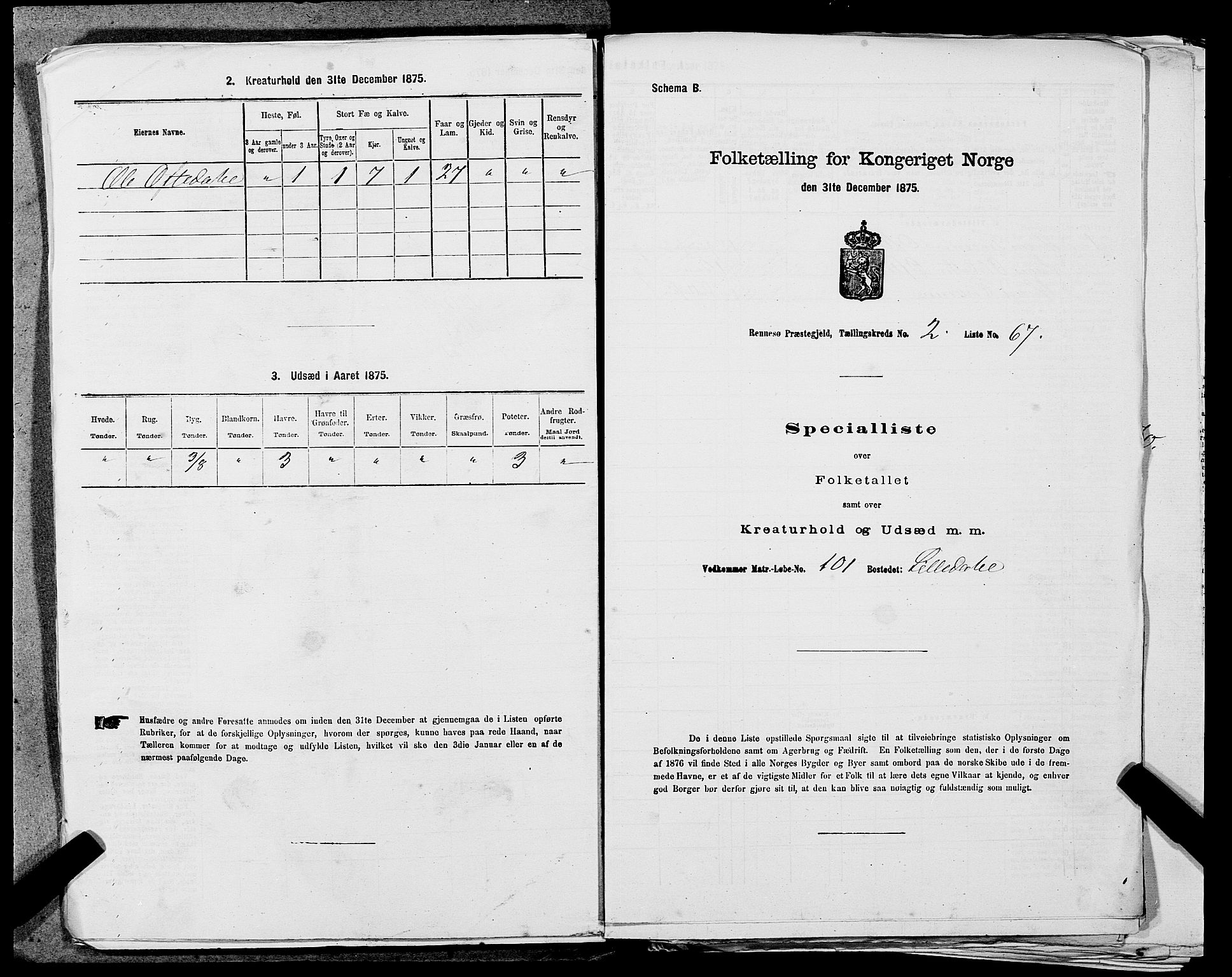 SAST, 1875 census for 1142P Rennesøy, 1875, p. 278