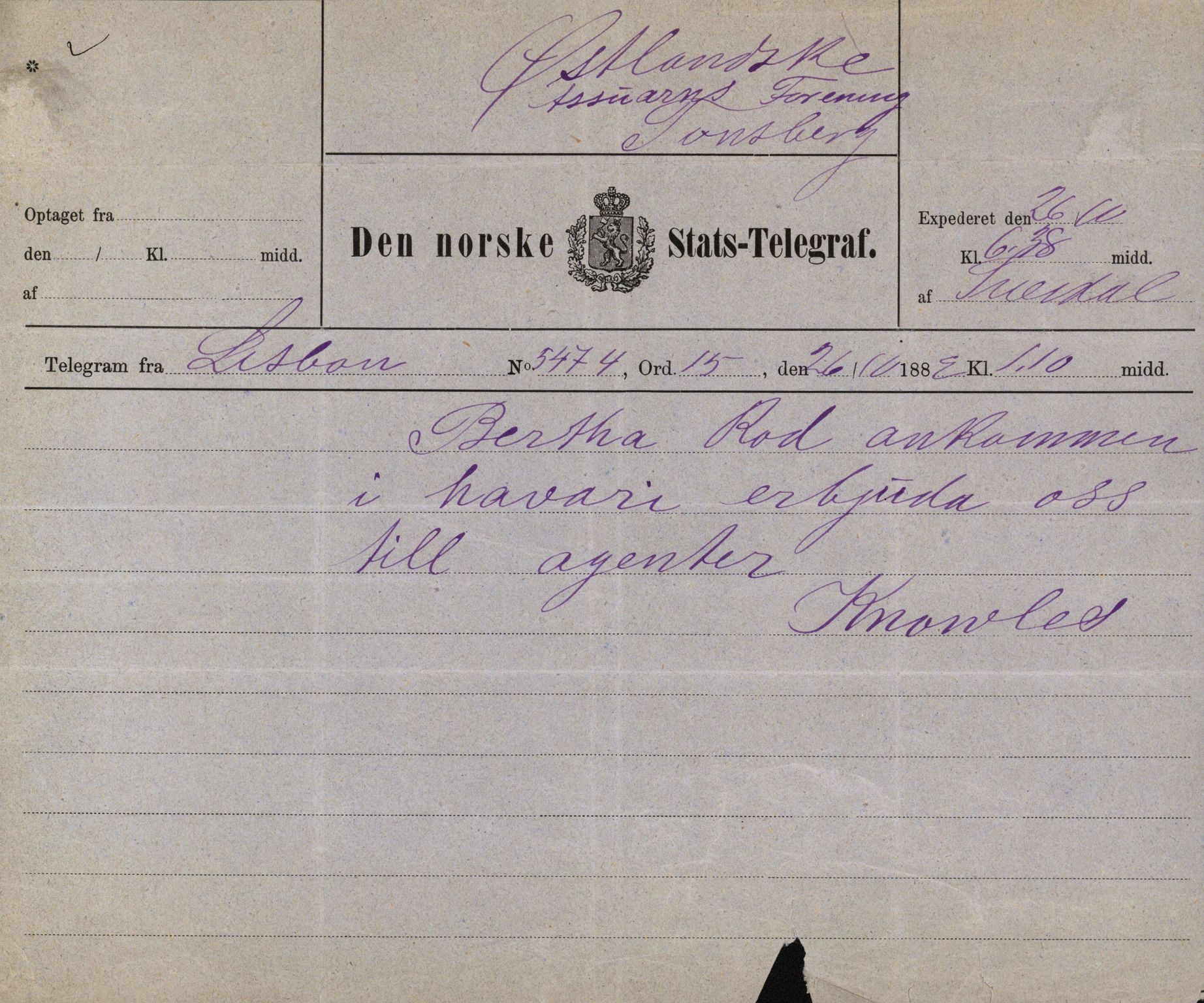 Pa 63 - Østlandske skibsassuranceforening, VEMU/A-1079/G/Ga/L0015/0001: Havaridokumenter / Borrestad, BertHA Rød, Lainetar, Laura, 1882, p. 17