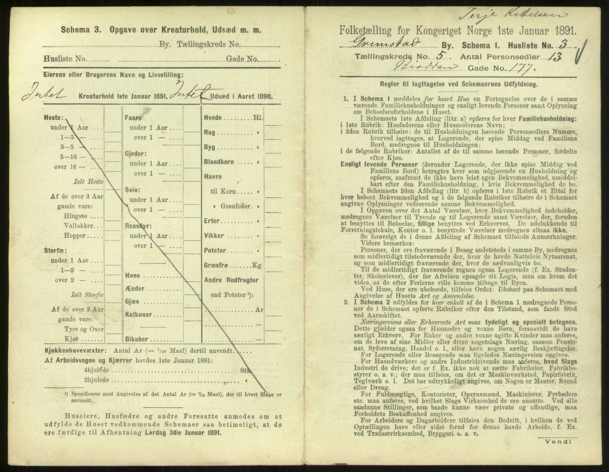 RA, 1891 census for 0904 Grimstad, 1891, p. 574