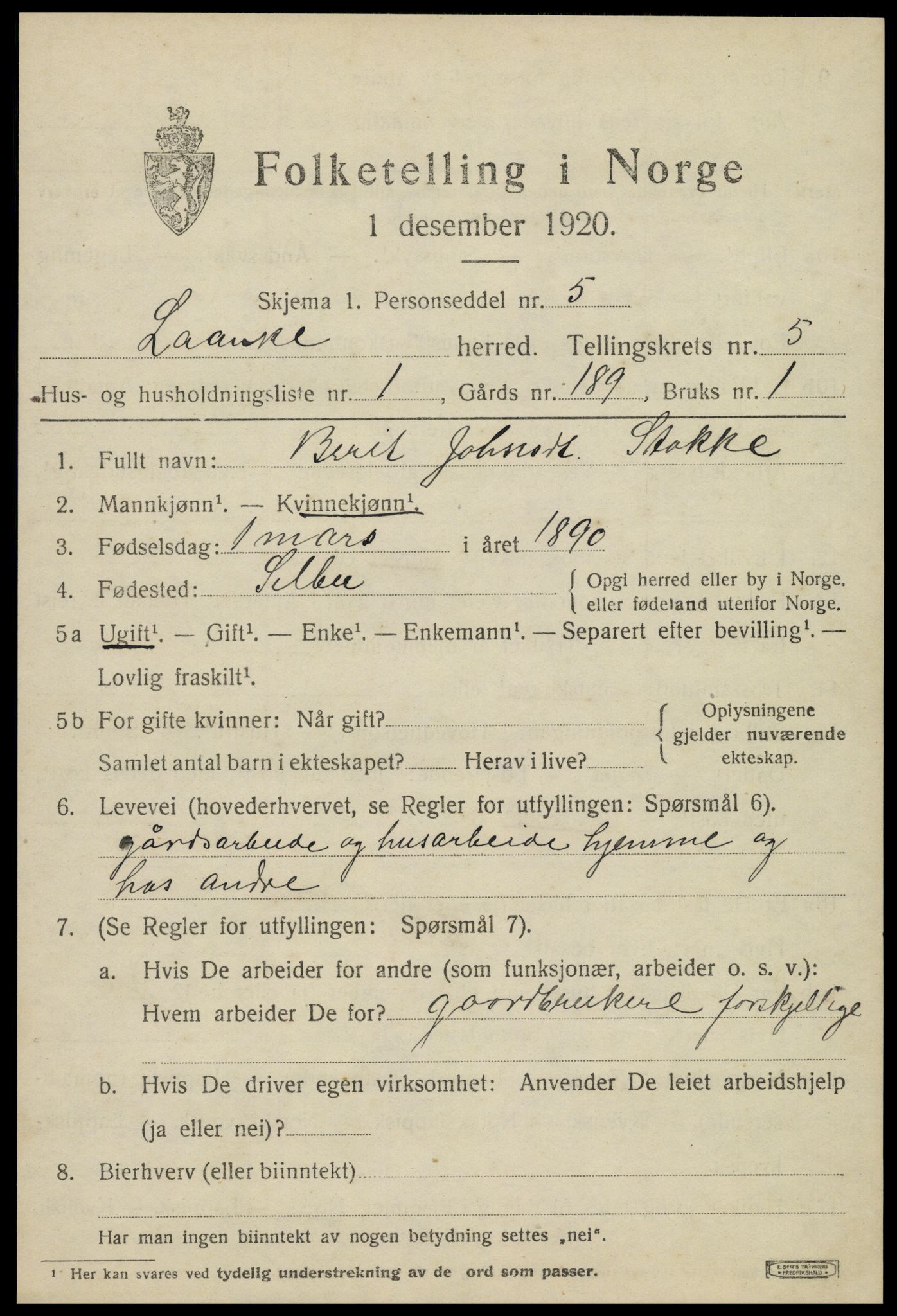 SAT, 1920 census for Lånke, 1920, p. 2772