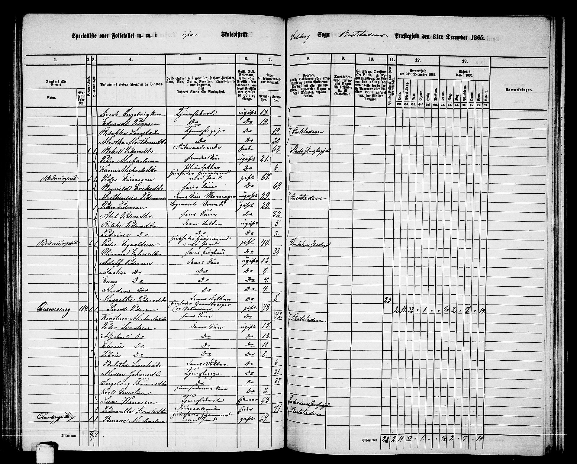 RA, 1865 census for Beitstad, 1865, p. 103