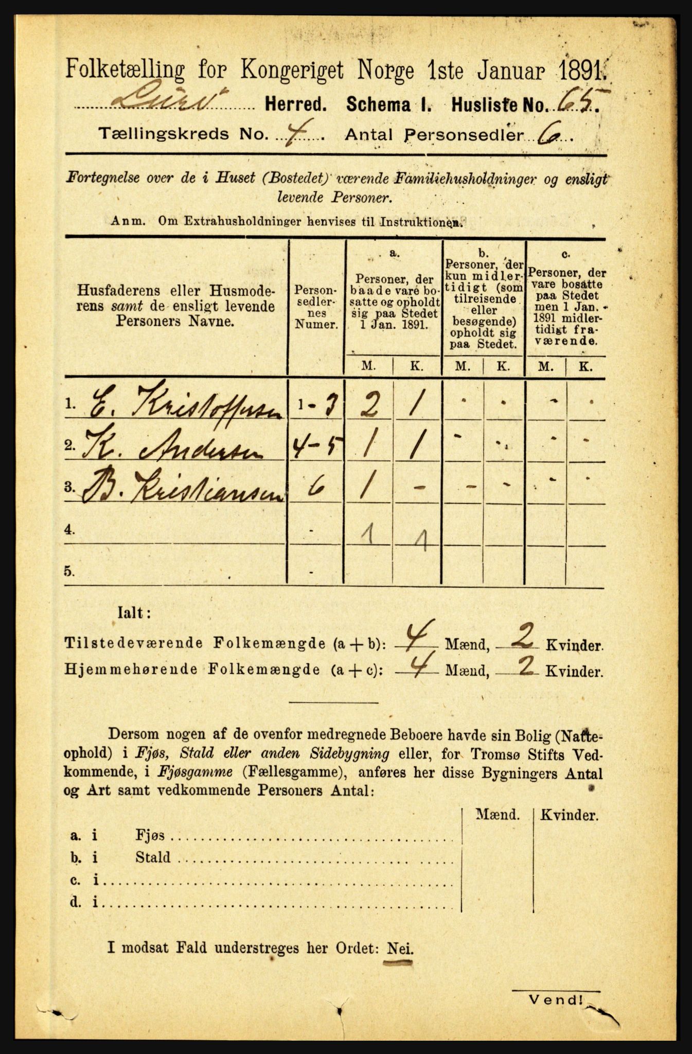 RA, 1891 census for 1834 Lurøy, 1891, p. 2002
