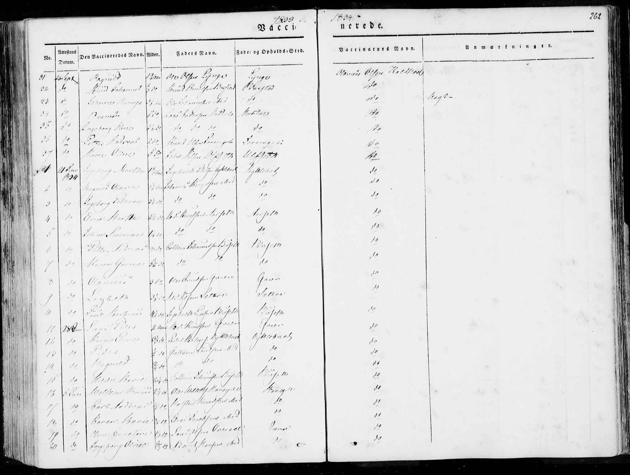 Ministerialprotokoller, klokkerbøker og fødselsregistre - Møre og Romsdal, AV/SAT-A-1454/509/L0104: Parish register (official) no. 509A02, 1833-1847, p. 262