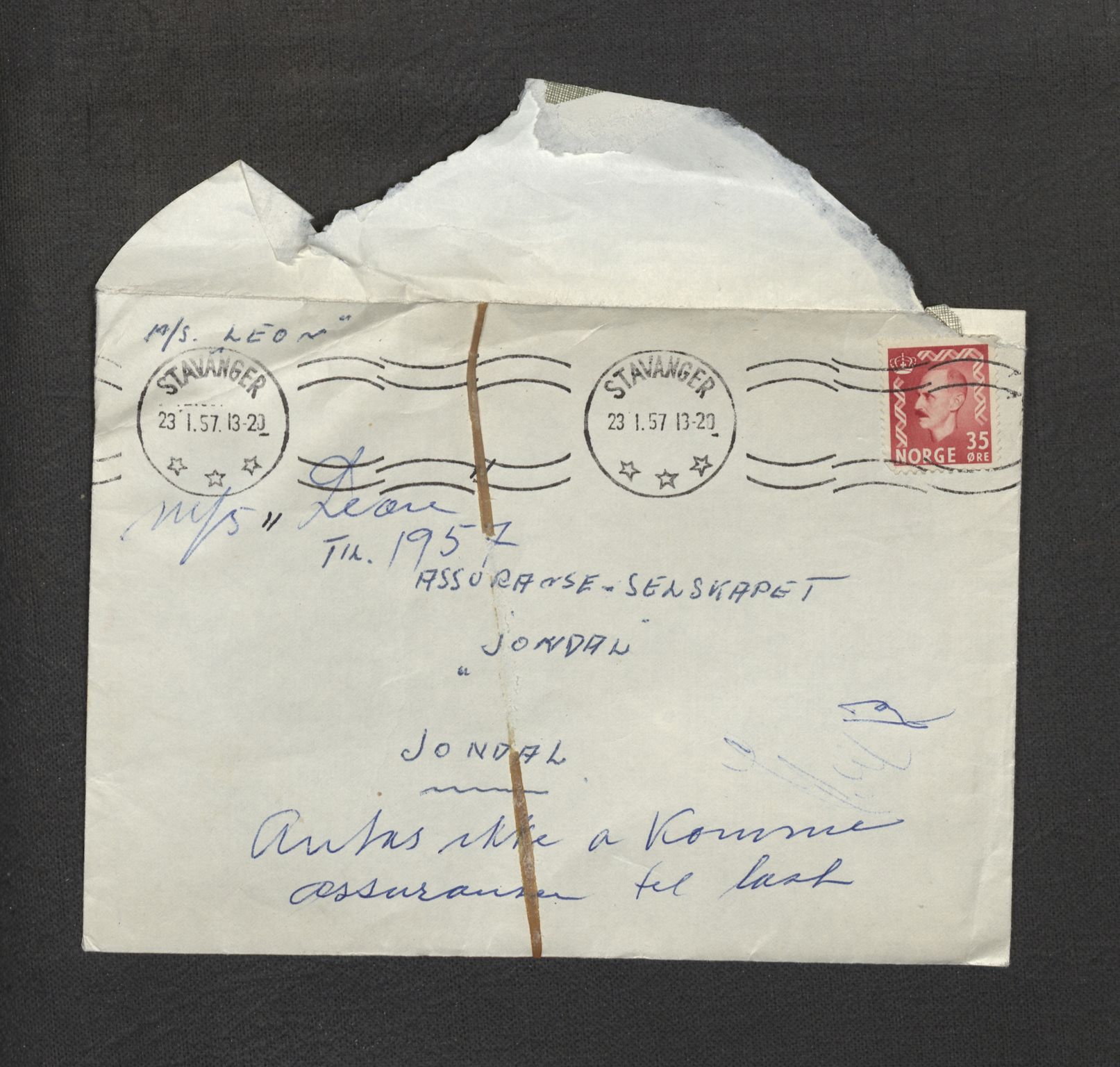 Jondal Skipsassuranseforening, SAB/SAB/PA-0276/E/L0015: Havari korrespondanse , 1957