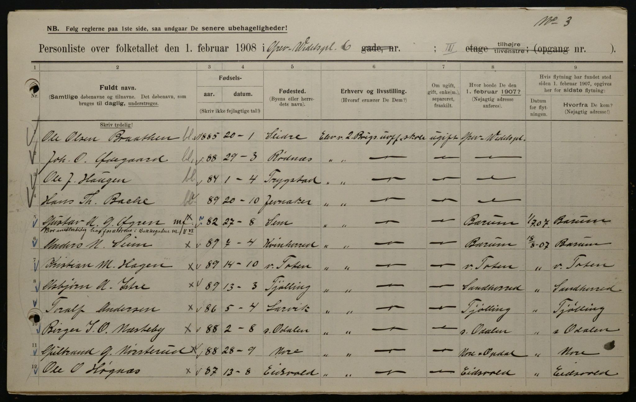 OBA, Municipal Census 1908 for Kristiania, 1908, p. 26933