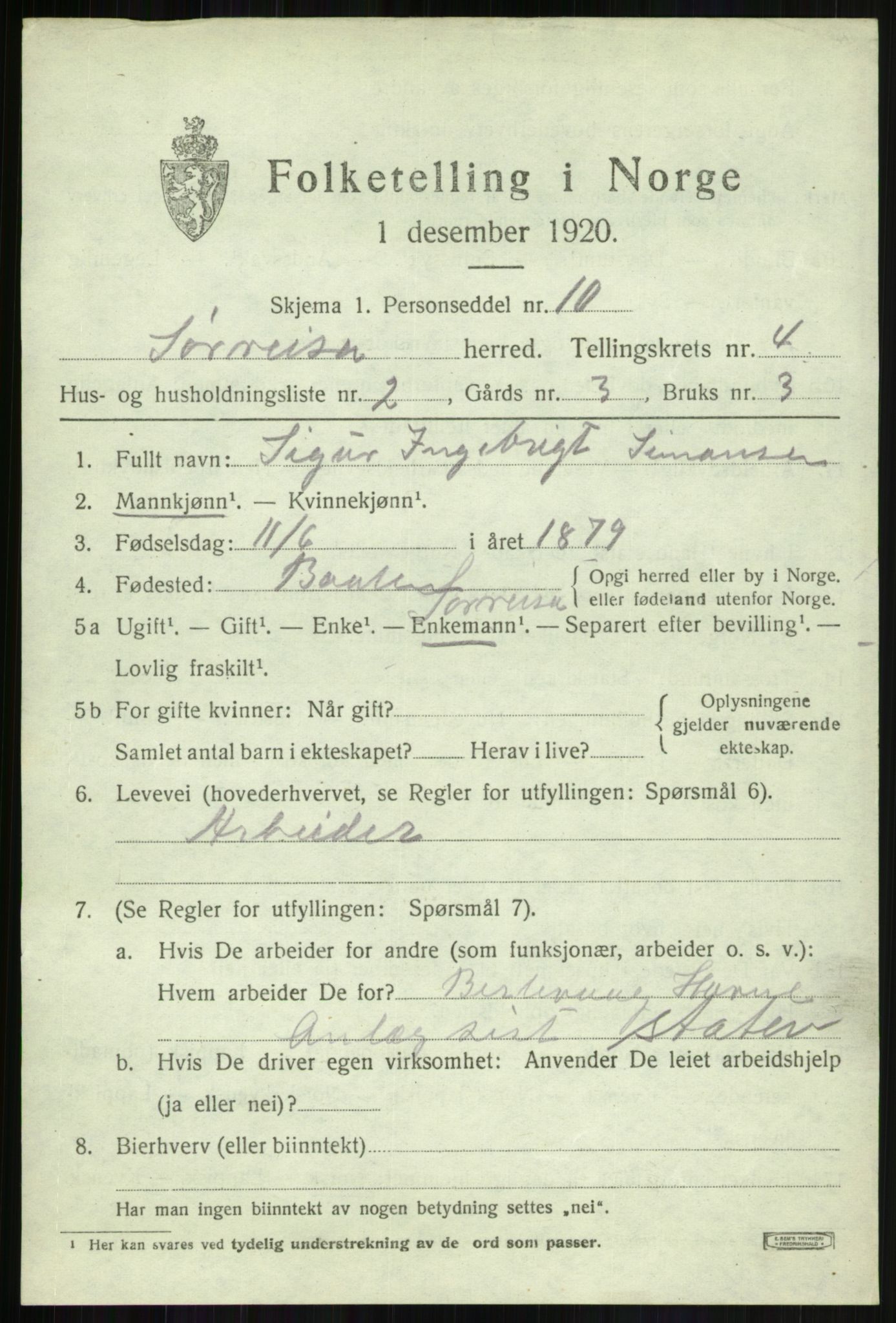 SATØ, 1920 census for Sørreisa, 1920, p. 1784