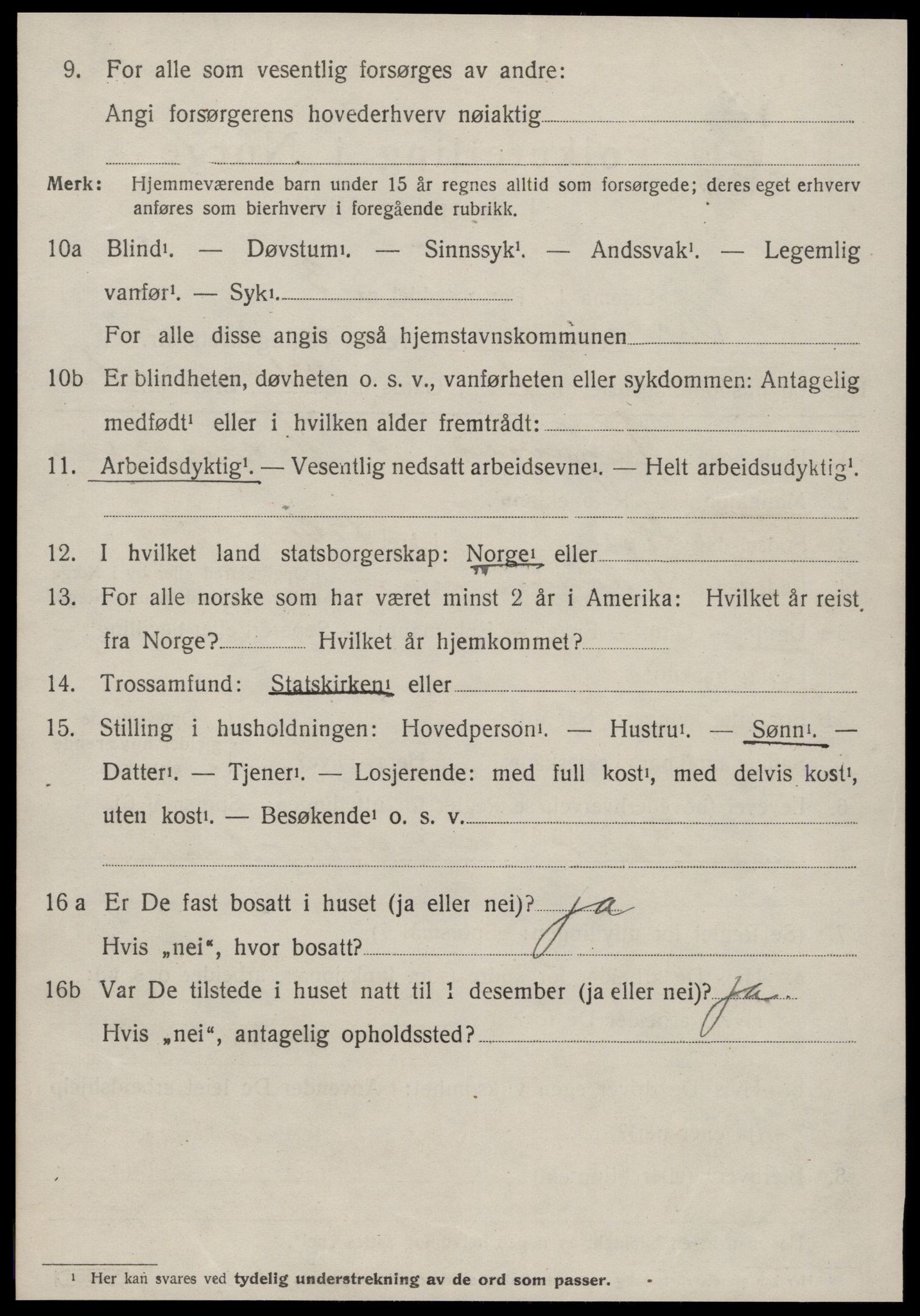 SAT, 1920 census for Volda, 1920, p. 12943