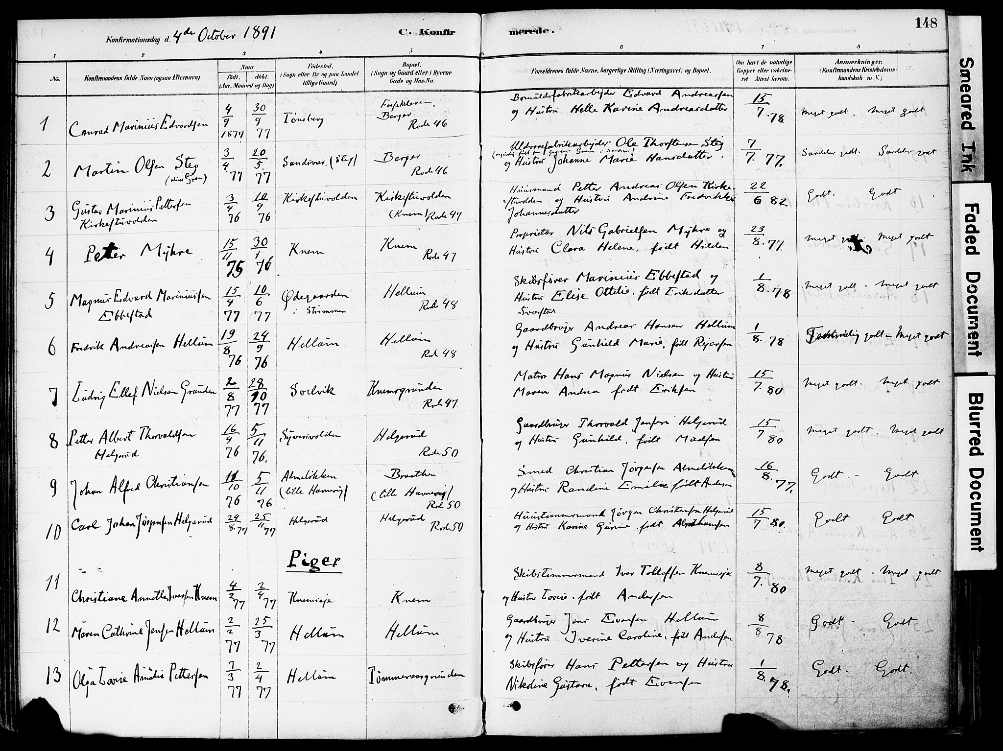 Strømm kirkebøker, AV/SAKO-A-322/F/Fa/L0004: Parish register (official) no. I 4, 1878-1899, p. 148