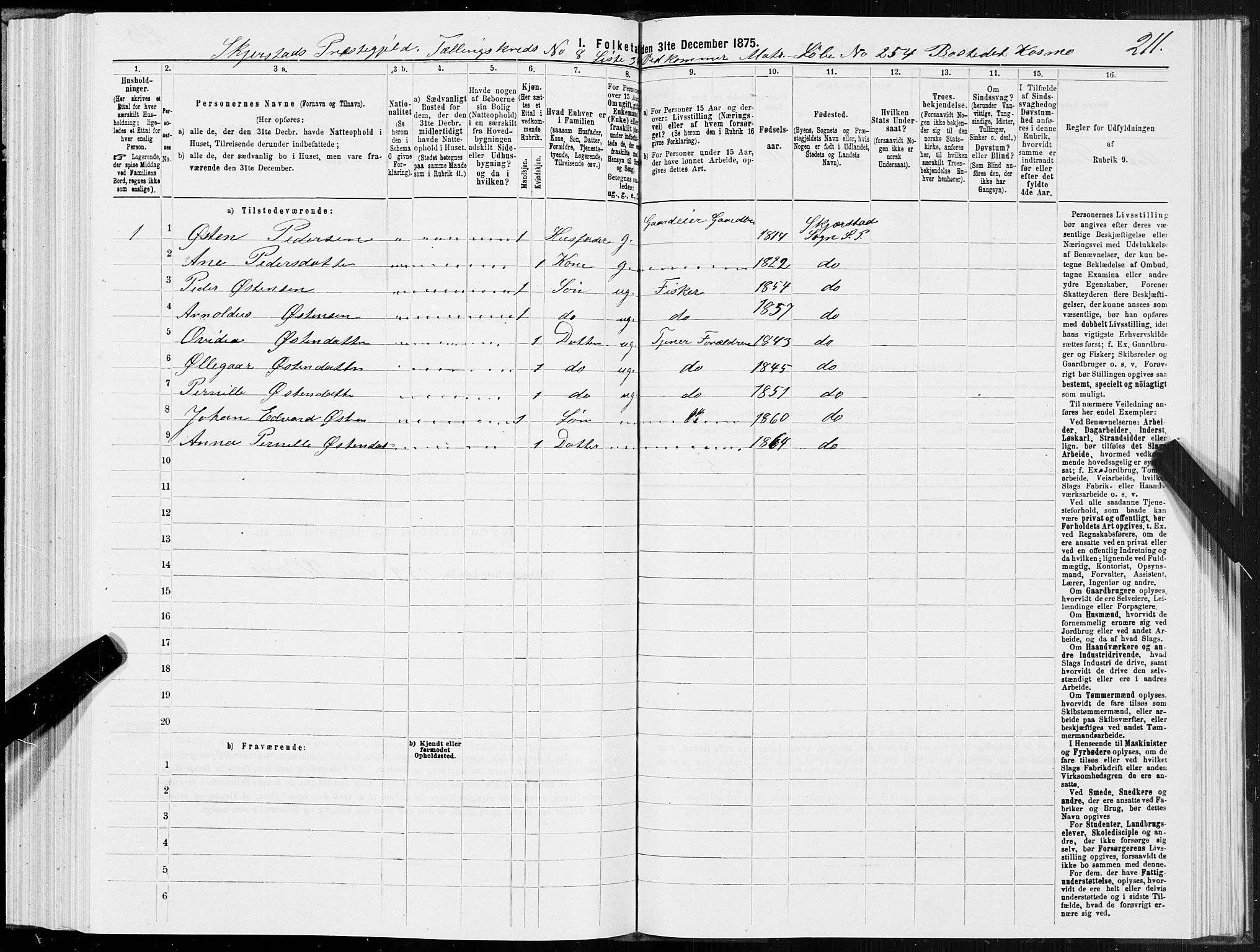 SAT, 1875 census for 1842P Skjerstad, 1875, p. 4211