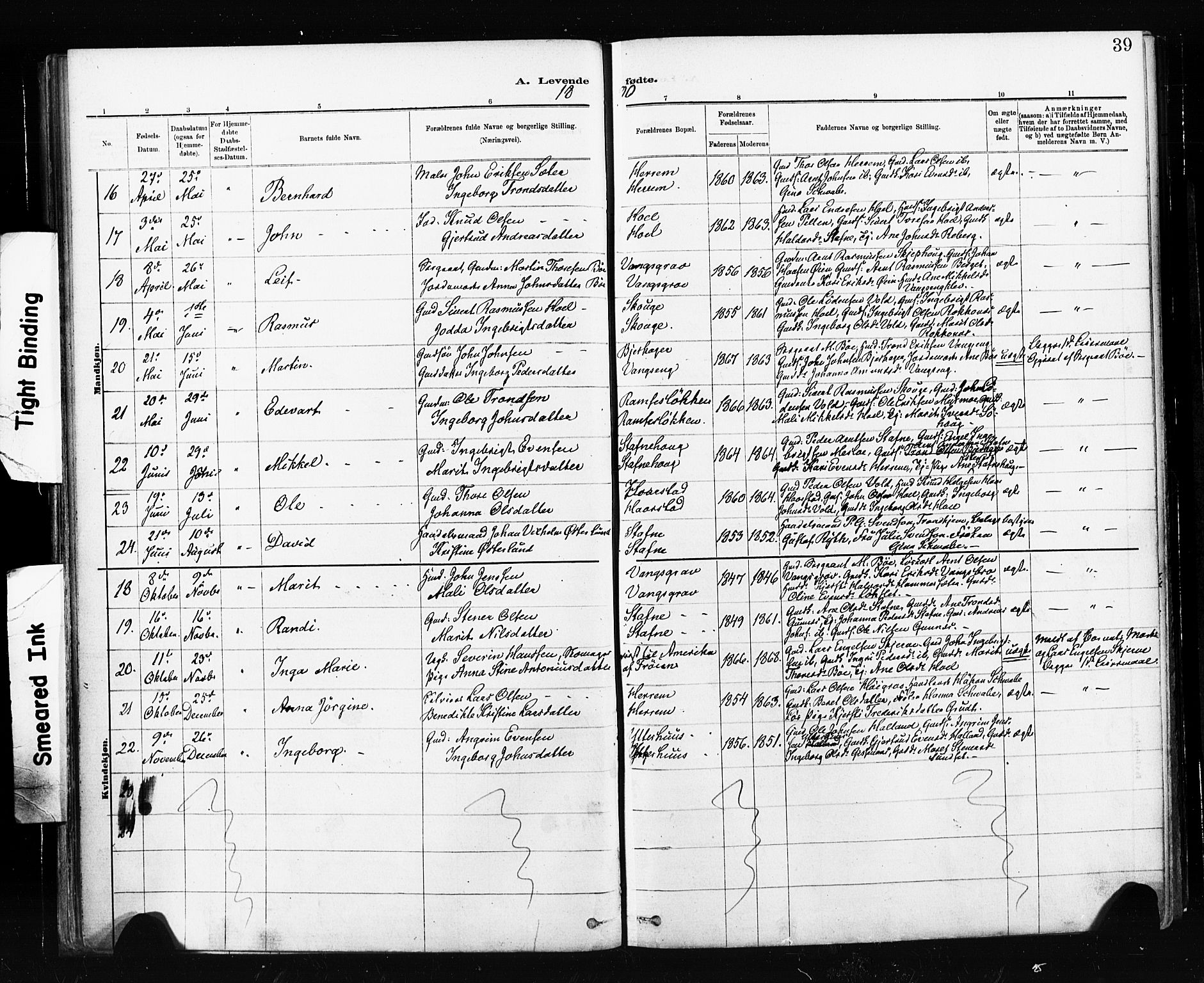 Ministerialprotokoller, klokkerbøker og fødselsregistre - Sør-Trøndelag, AV/SAT-A-1456/674/L0871: Parish register (official) no. 674A03, 1880-1896, p. 39