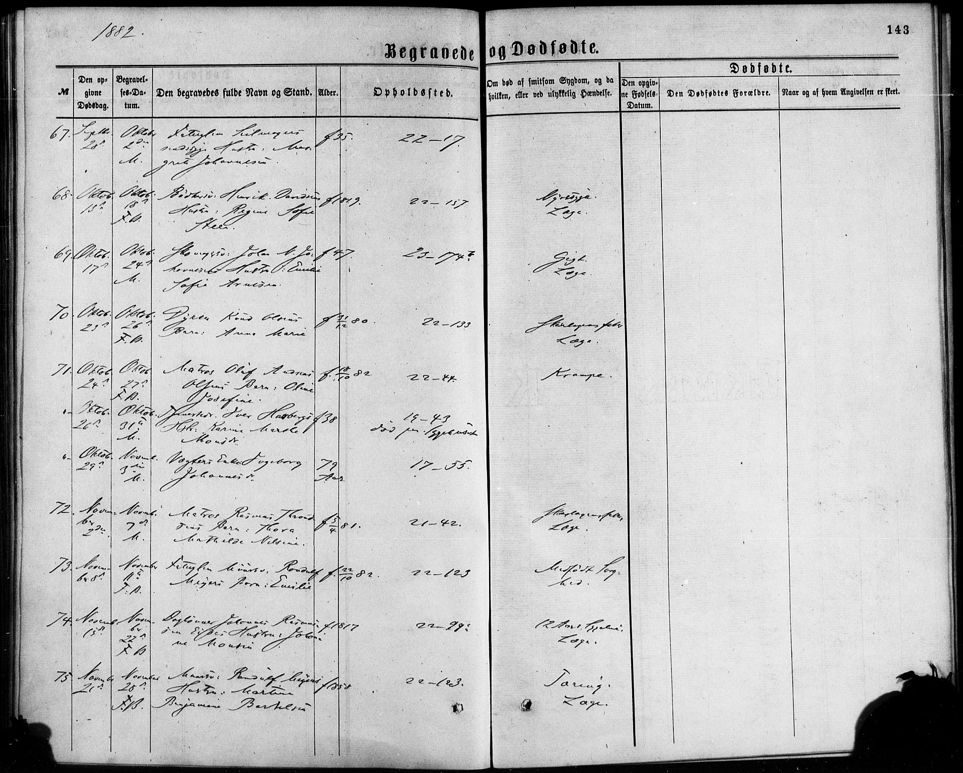 Korskirken sokneprestembete, AV/SAB-A-76101/H/Haa/L0046: Parish register (official) no. E 4, 1875-1883, p. 143