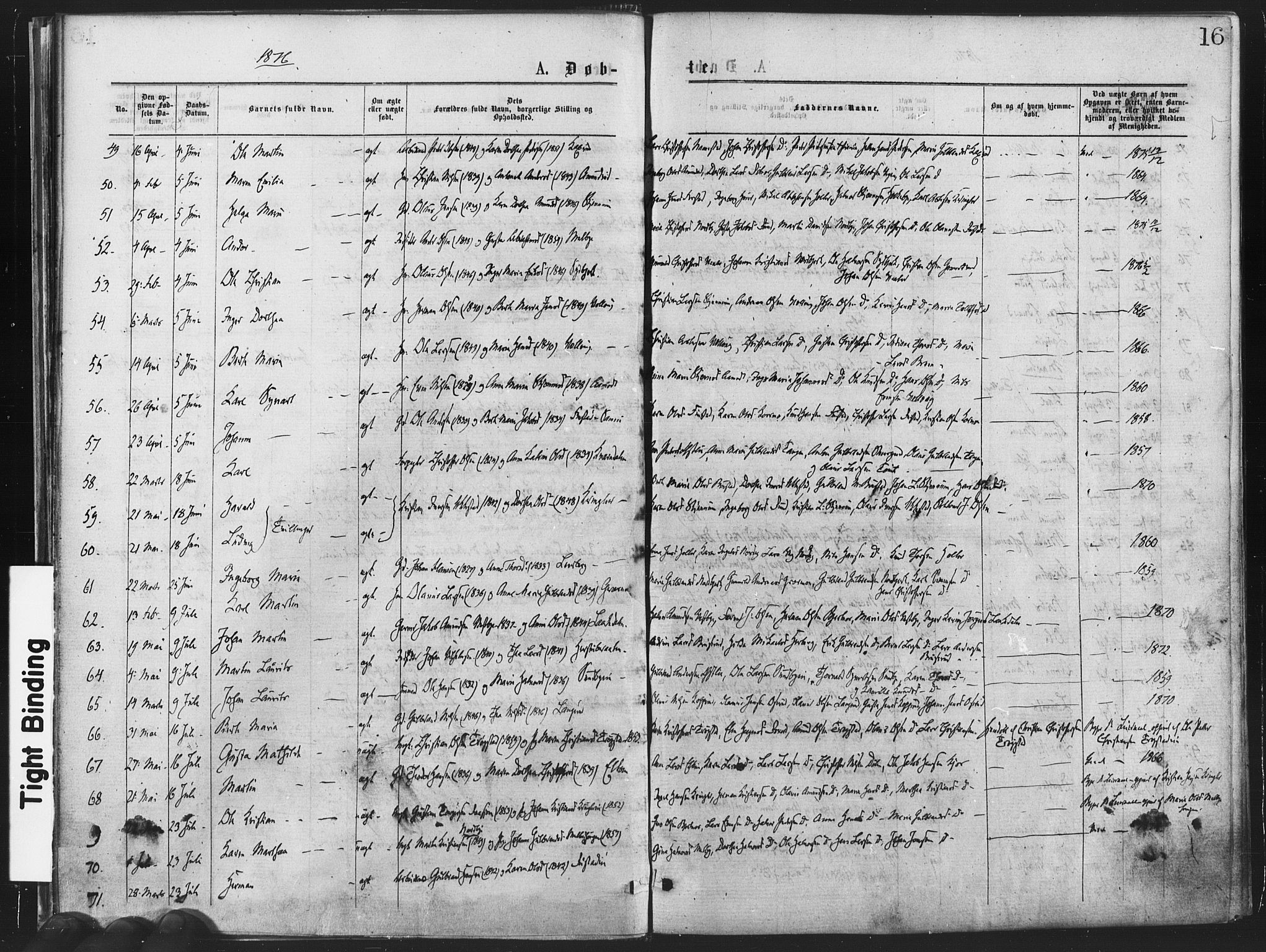 Nannestad prestekontor Kirkebøker, SAO/A-10414a/F/Fa/L0013: Parish register (official) no. I 13, 1873-1880, p. 16