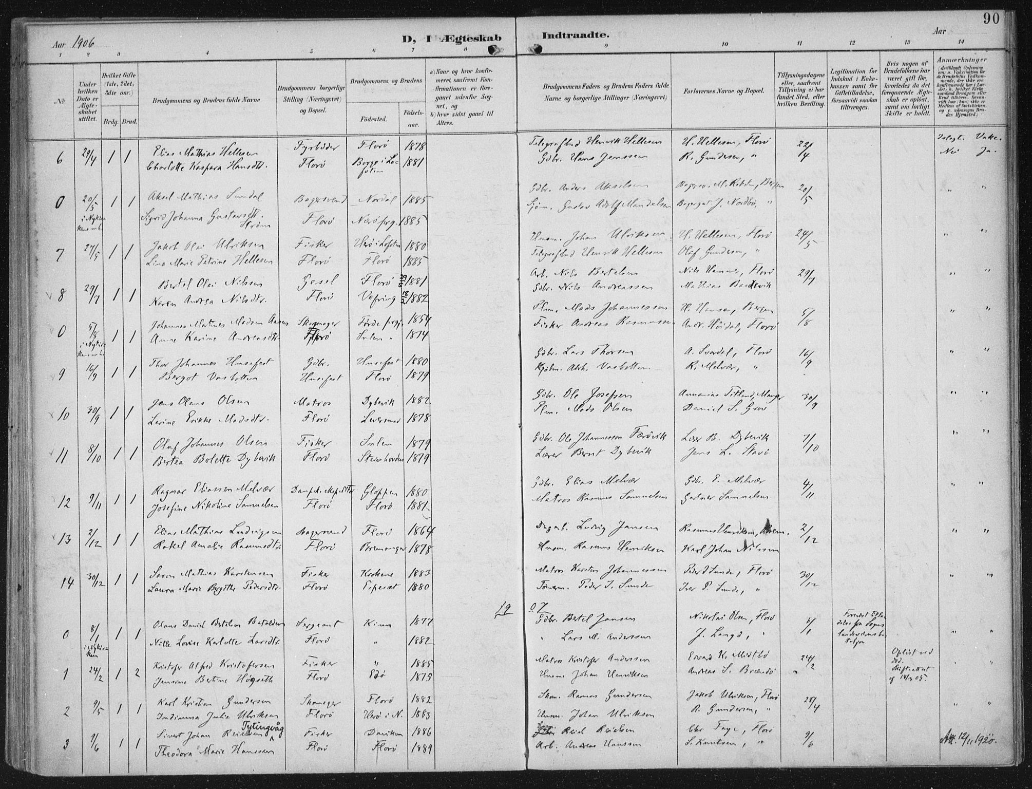 Kinn sokneprestembete, AV/SAB-A-80801/H/Haa/Haac/L0002: Parish register (official) no. C 2, 1895-1916, p. 90