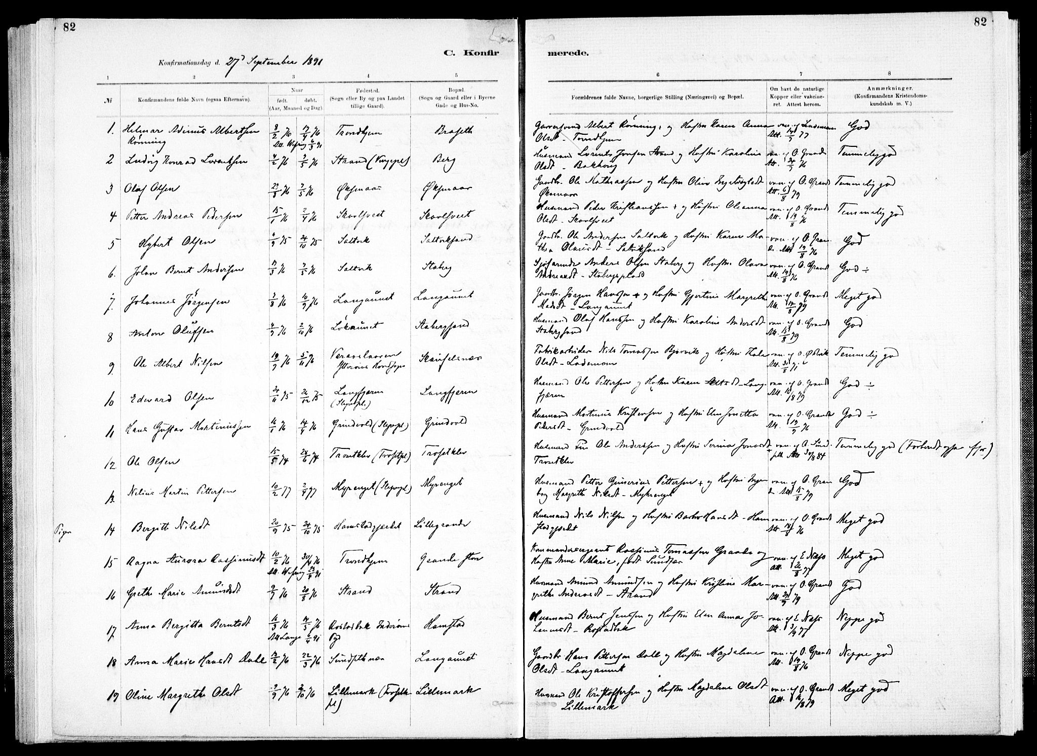Ministerialprotokoller, klokkerbøker og fødselsregistre - Nord-Trøndelag, SAT/A-1458/733/L0325: Parish register (official) no. 733A04, 1884-1908, p. 82