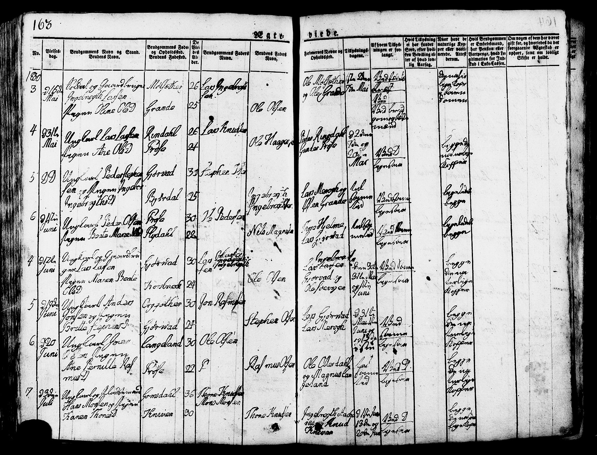Ministerialprotokoller, klokkerbøker og fødselsregistre - Møre og Romsdal, SAT/A-1454/517/L0221: Parish register (official) no. 517A01, 1827-1858, p. 163