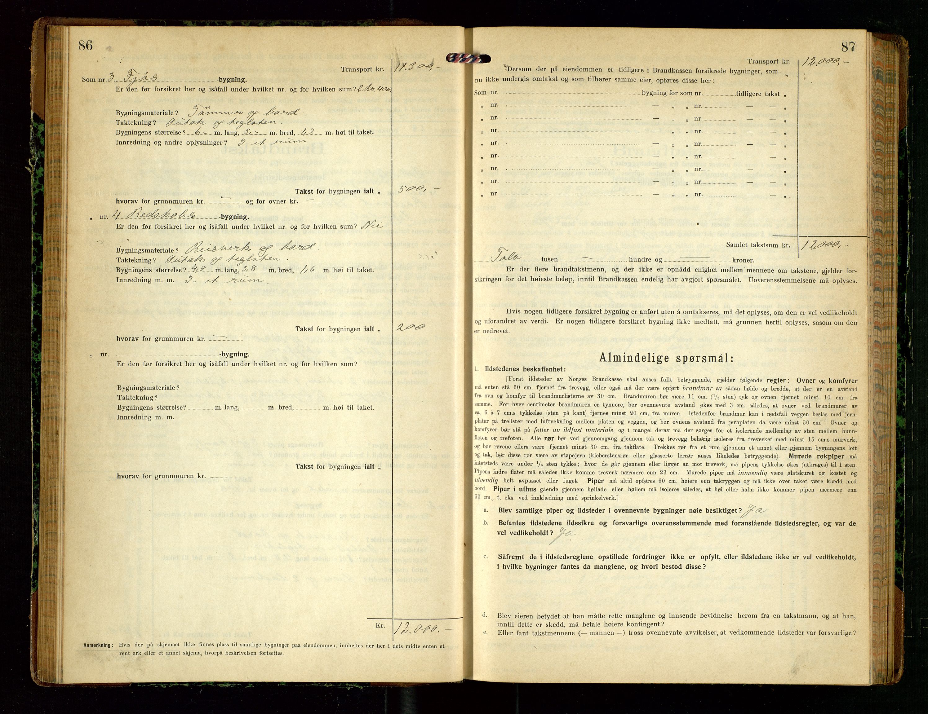 Sokndal lensmannskontor, SAST/A-100417/Gob/L0005: "Brandtakst-Protokol", 1920-1924, p. 86-87