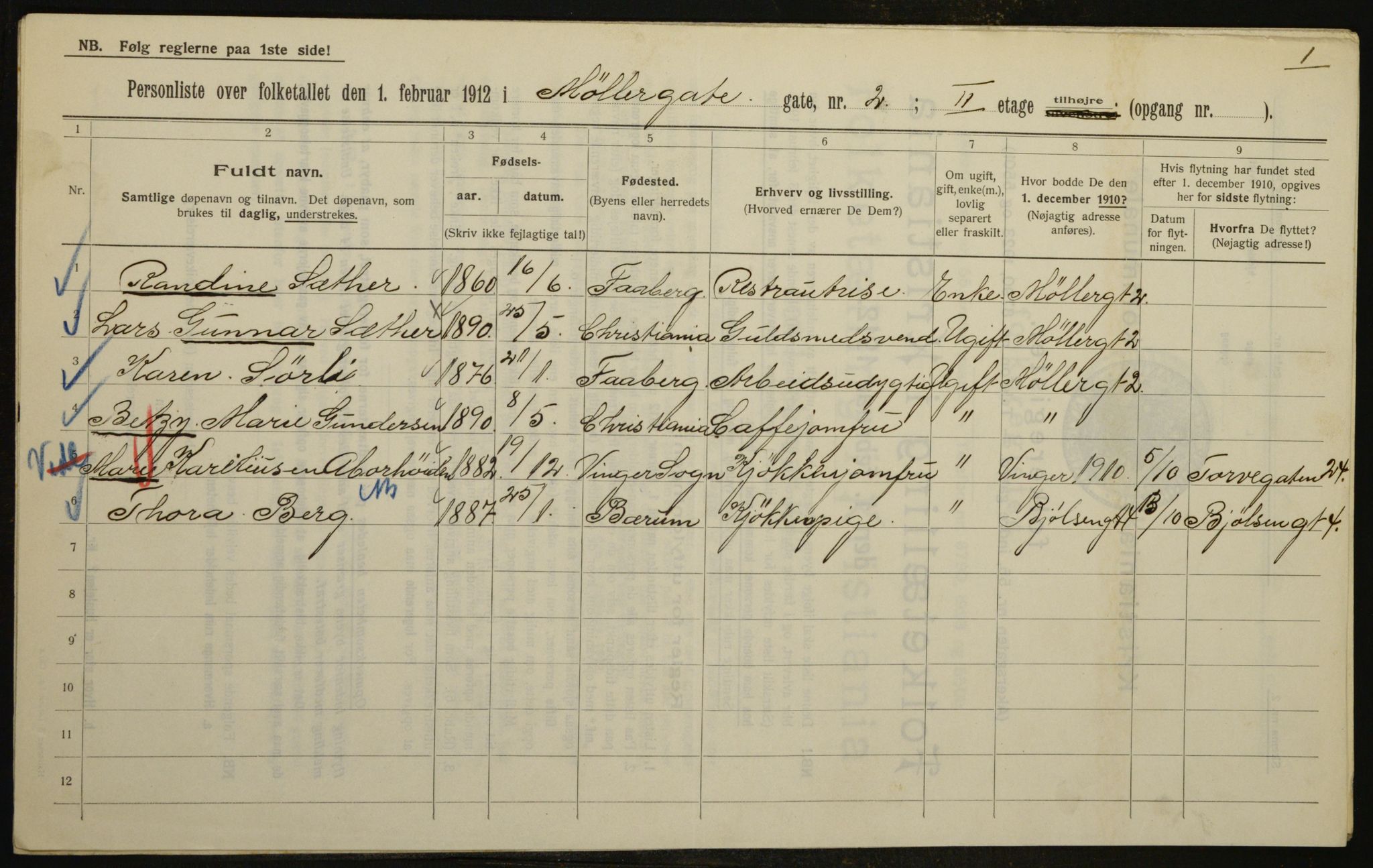 OBA, Municipal Census 1912 for Kristiania, 1912, p. 68946