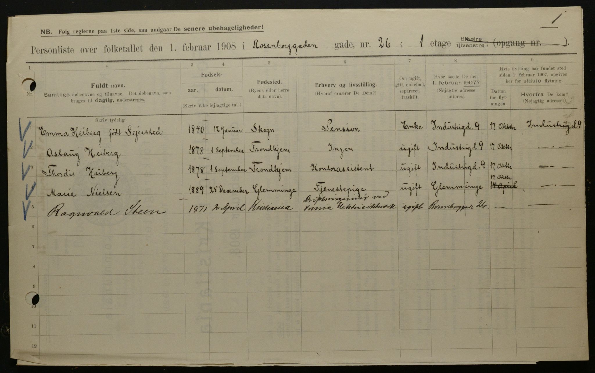 OBA, Municipal Census 1908 for Kristiania, 1908, p. 75182