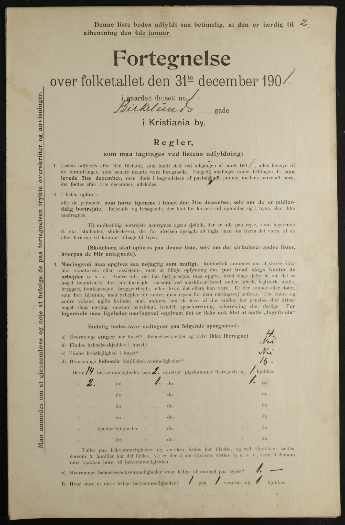 OBA, Municipal Census 1901 for Kristiania, 1901, p. 853