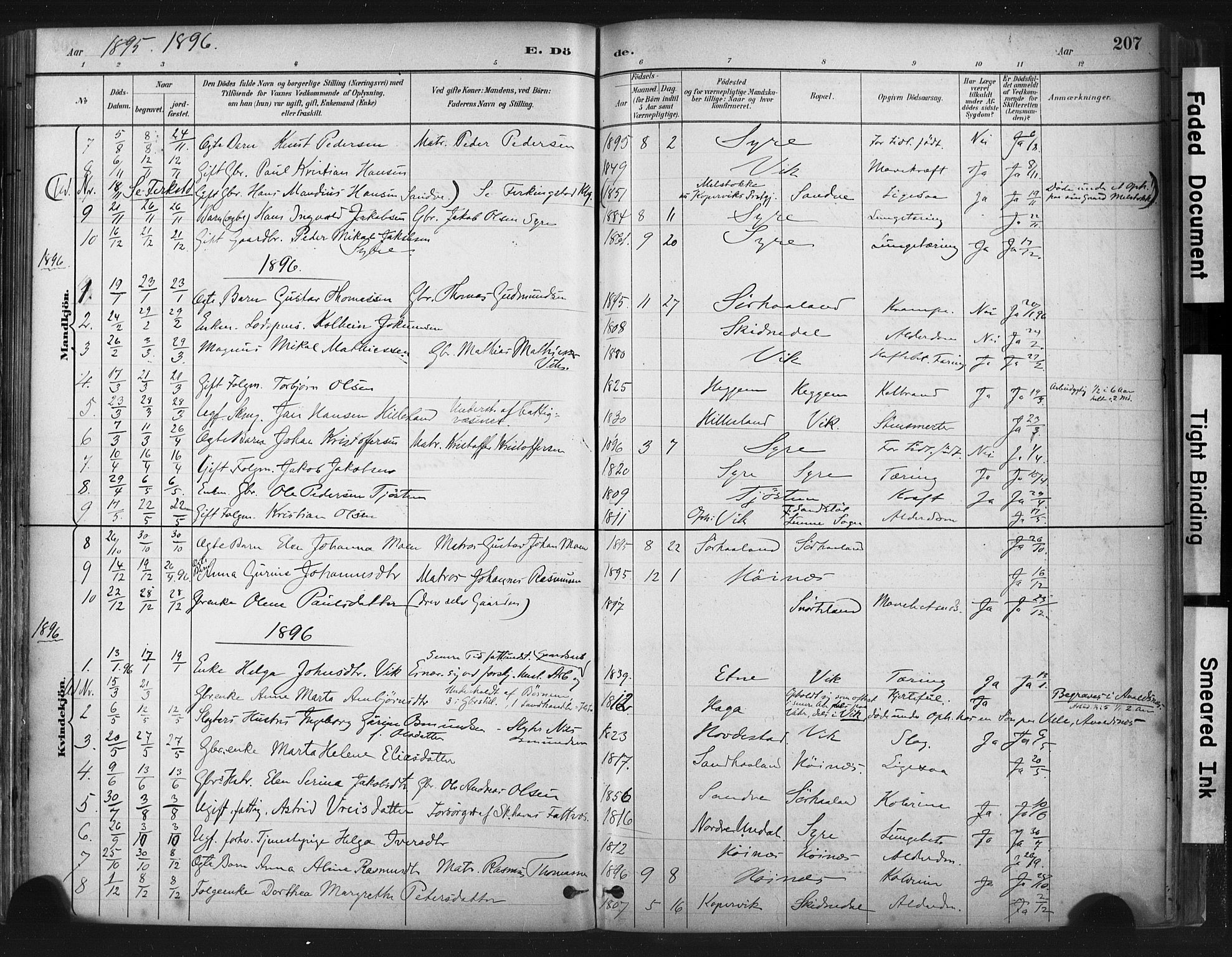 Skudenes sokneprestkontor, SAST/A -101849/H/Ha/Haa/L0009: Parish register (official) no. A 6, 1882-1912, p. 207