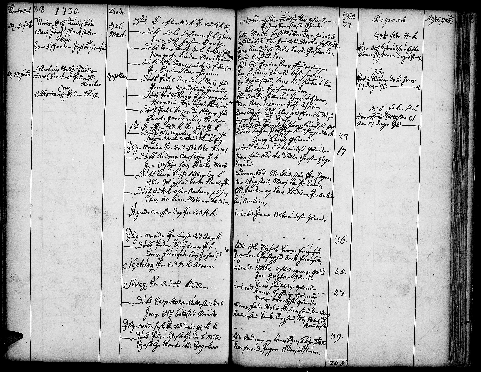 Toten prestekontor, SAH/PREST-102/H/Ha/Haa/L0002: Parish register (official) no. 2, 1714-1732, p. 218