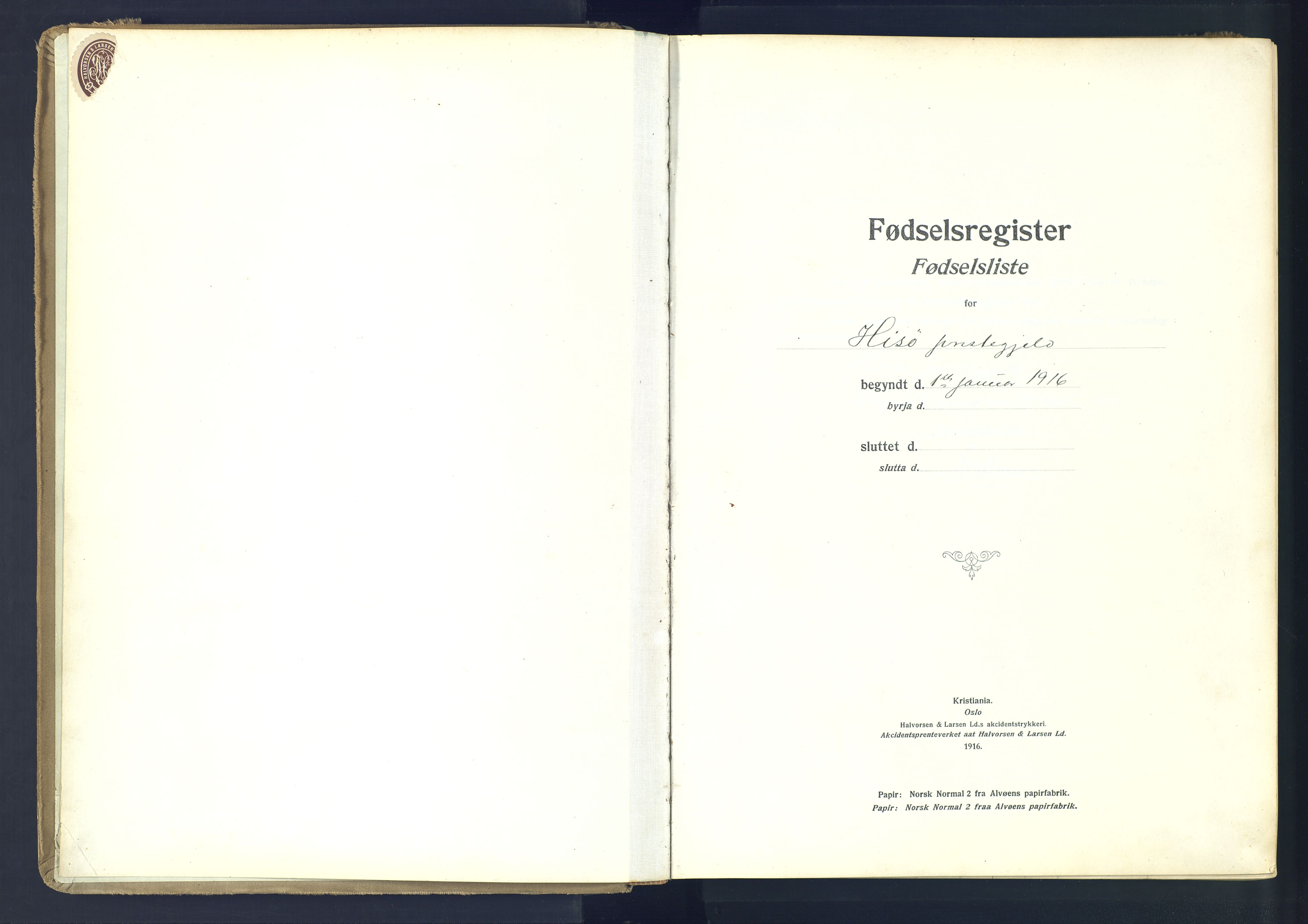 Hisøy sokneprestkontor, AV/SAK-1111-0020/J/Ja/L0001: Birth register no. A-VI-14, 1916-1951