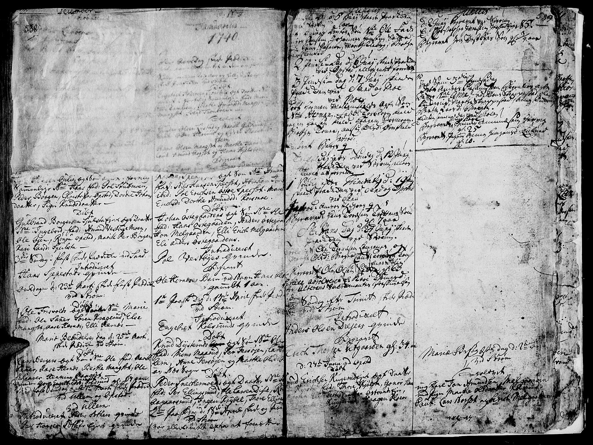 Strøm-Odalen prestekontor, AV/SAH-PREST-028/H/Ha/Haa/L0002: Parish register (official) no. 2, 1716-1740, p. 538-539