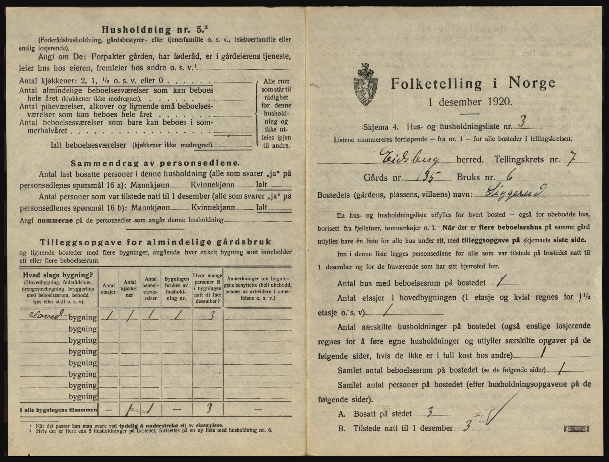 SAO, 1920 census for Eidsberg, 1920, p. 1187