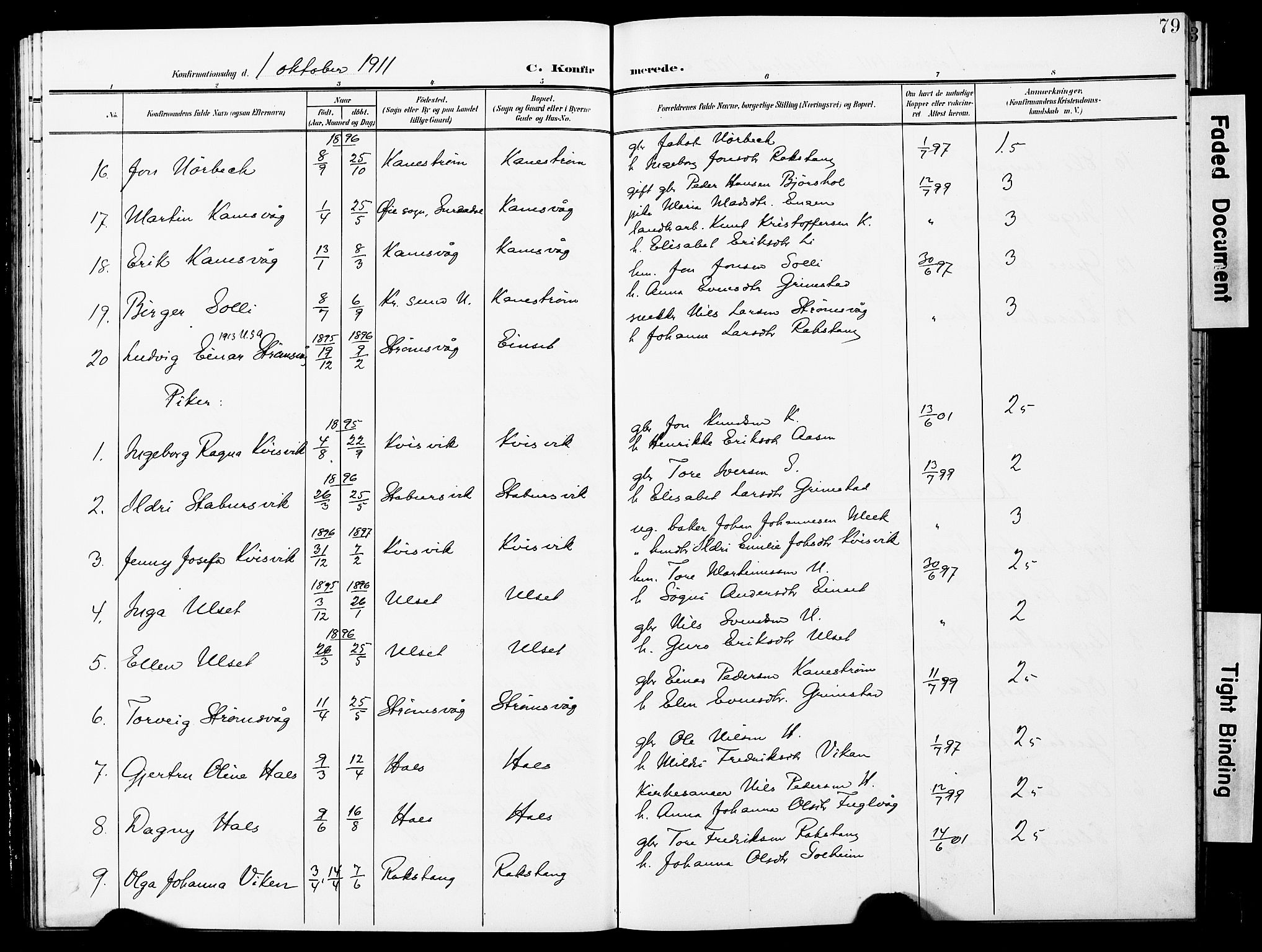 Ministerialprotokoller, klokkerbøker og fødselsregistre - Møre og Romsdal, AV/SAT-A-1454/587/L1001: Parish register (copy) no. 587C01, 1906-1927, p. 79