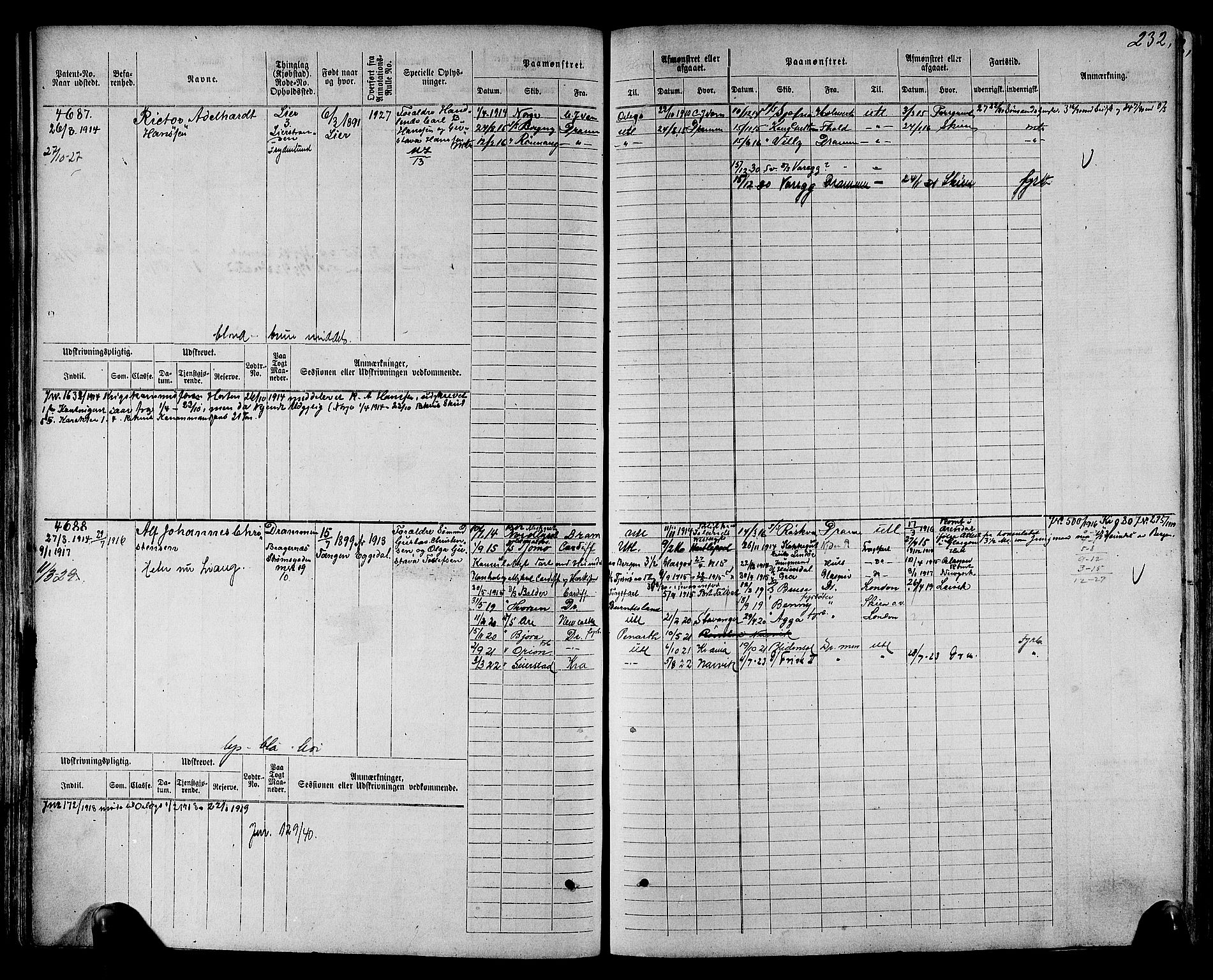 Drammen innrulleringsdistrikt, AV/SAKO-A-781/F/Fc/L0006: Hovedrulle, 1913, p. 83