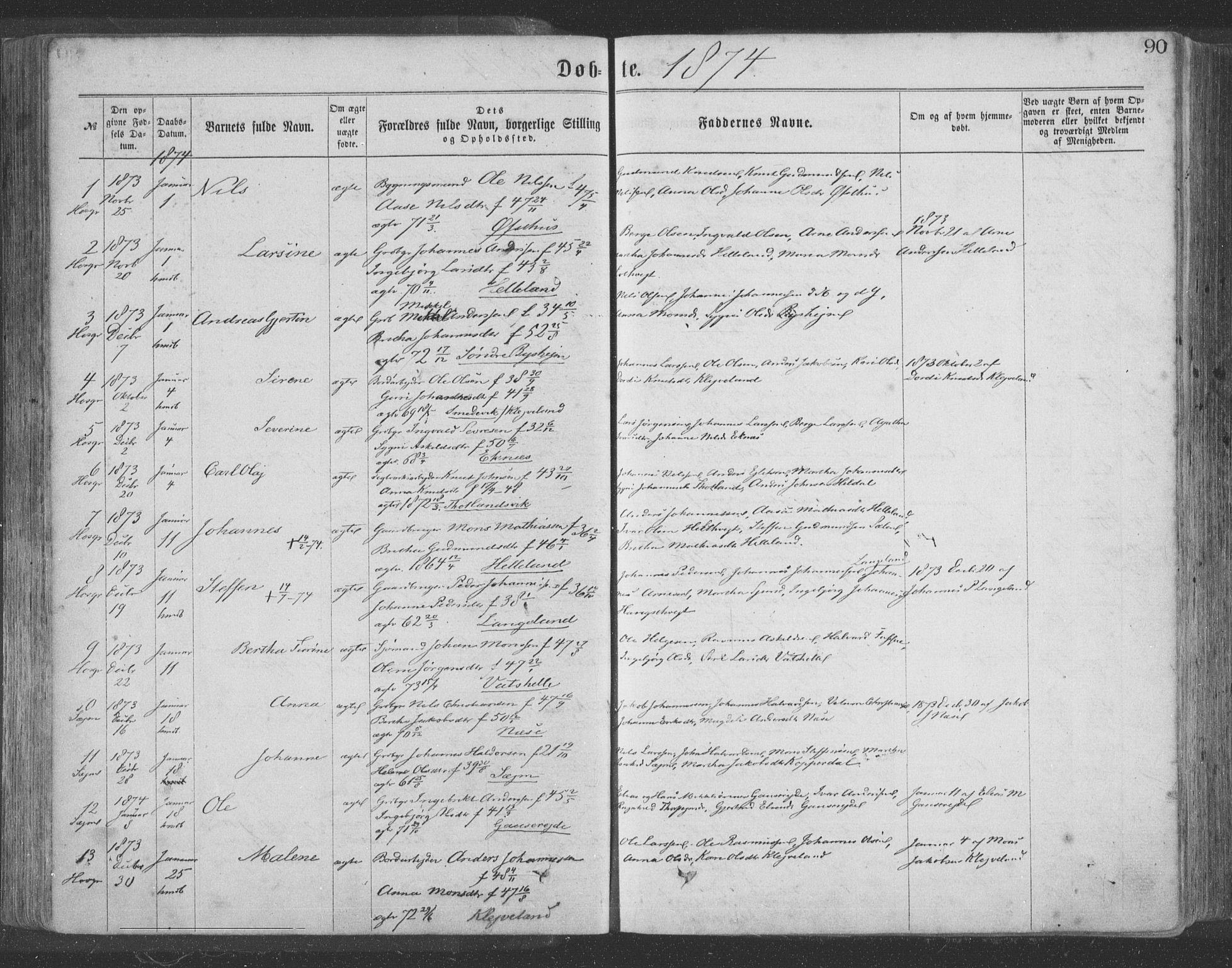 Hosanger sokneprestembete, AV/SAB-A-75801/H/Haa: Parish register (official) no. A 9, 1864-1876, p. 90