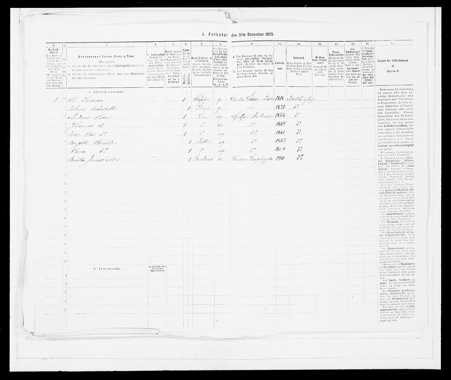 SAB, 1875 census for 1428P Askvoll, 1875, p. 694