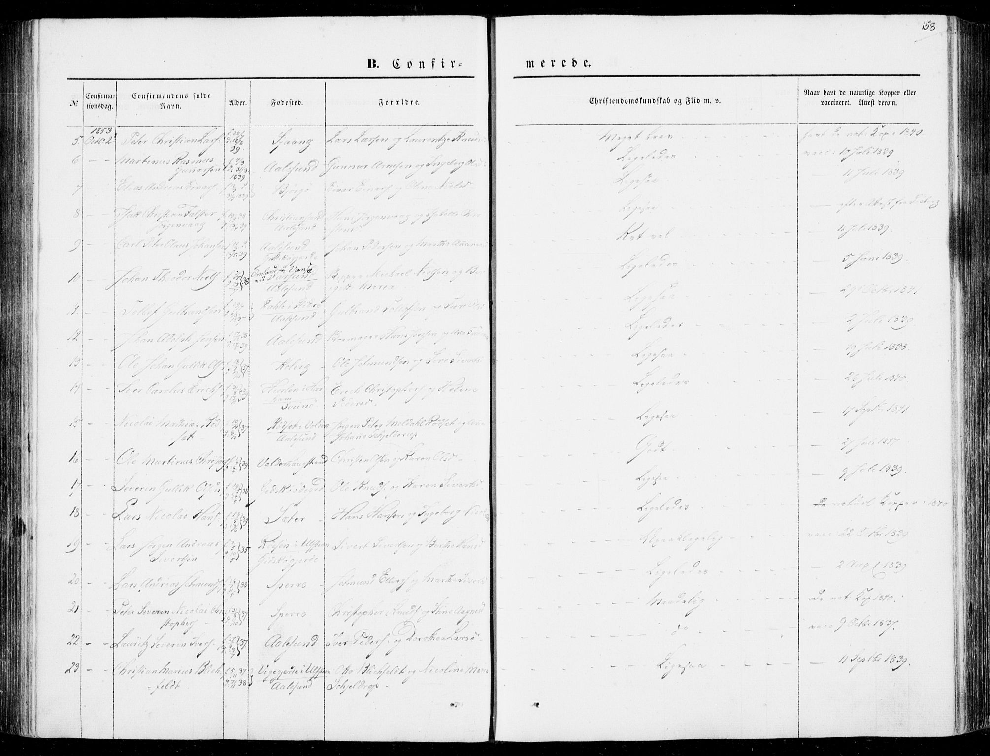 Ministerialprotokoller, klokkerbøker og fødselsregistre - Møre og Romsdal, AV/SAT-A-1454/528/L0397: Parish register (official) no. 528A08, 1848-1858, p. 158