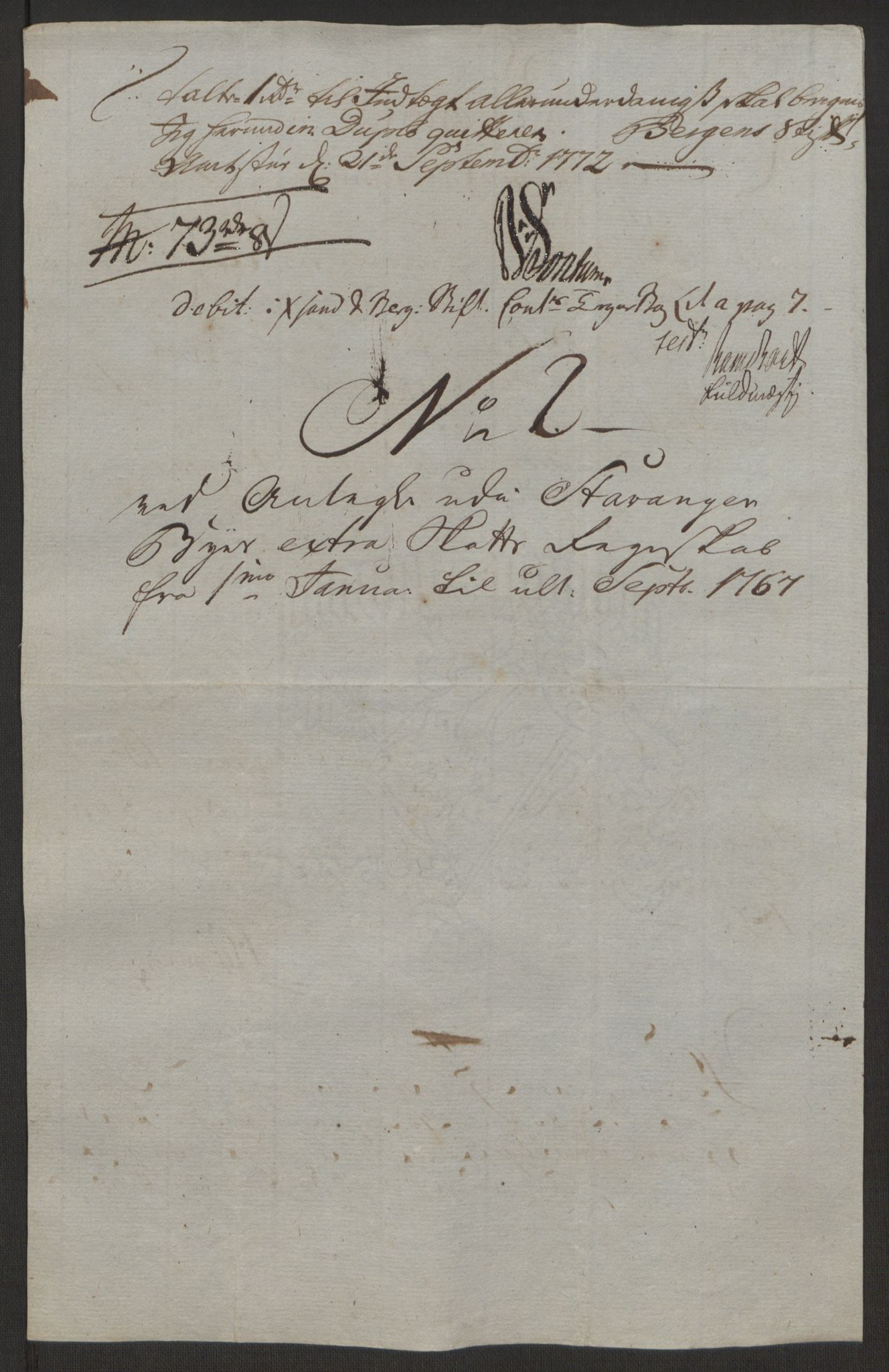 Rentekammeret inntil 1814, Reviderte regnskaper, Byregnskaper, AV/RA-EA-4066/R/Ro/L0305/0001: [O6] Kontribusjonsregnskap / Ekstraskatt, 1762-1768, p. 266