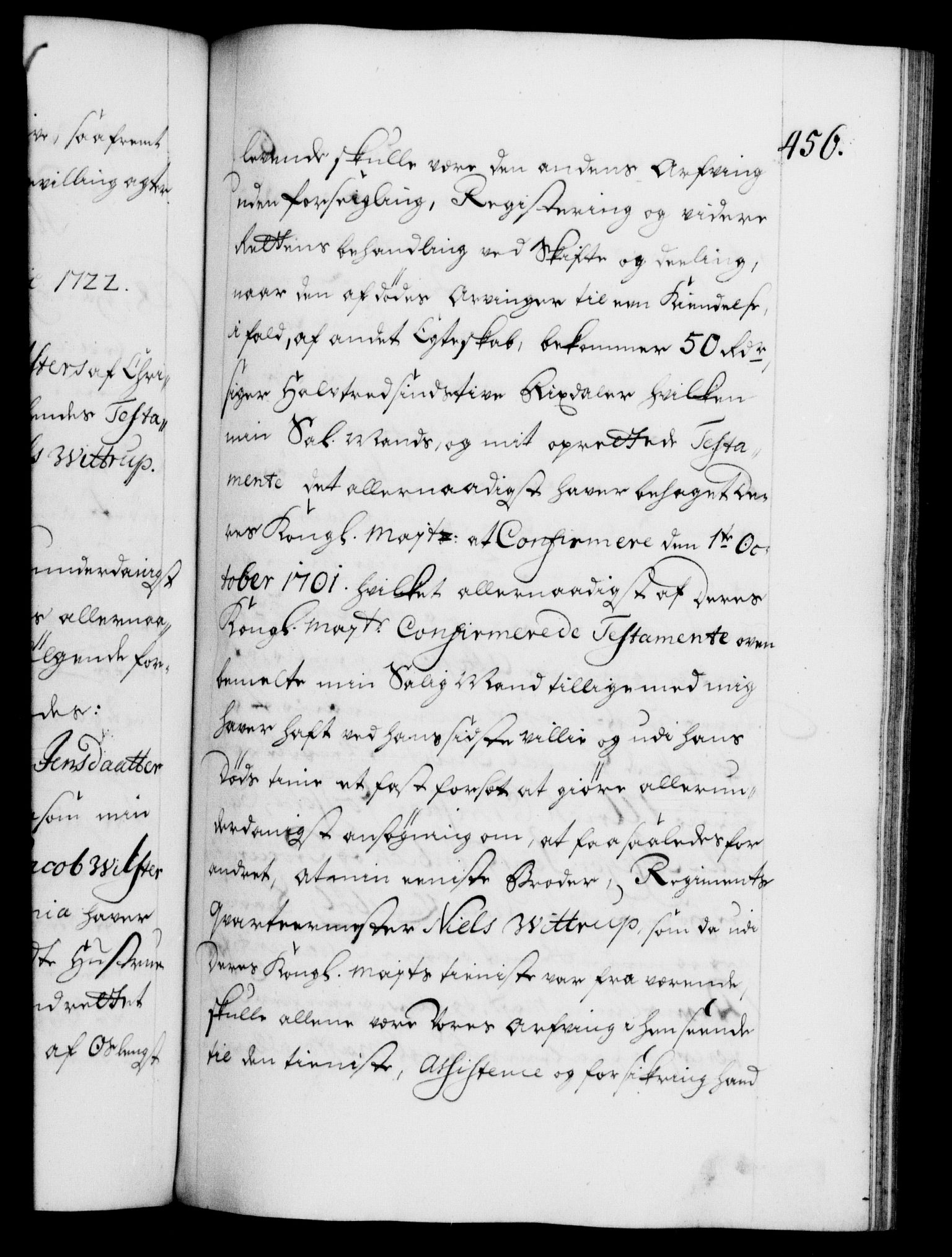 Danske Kanselli 1572-1799, AV/RA-EA-3023/F/Fc/Fca/Fcaa/L0023: Norske registre, 1720-1722, p. 456a