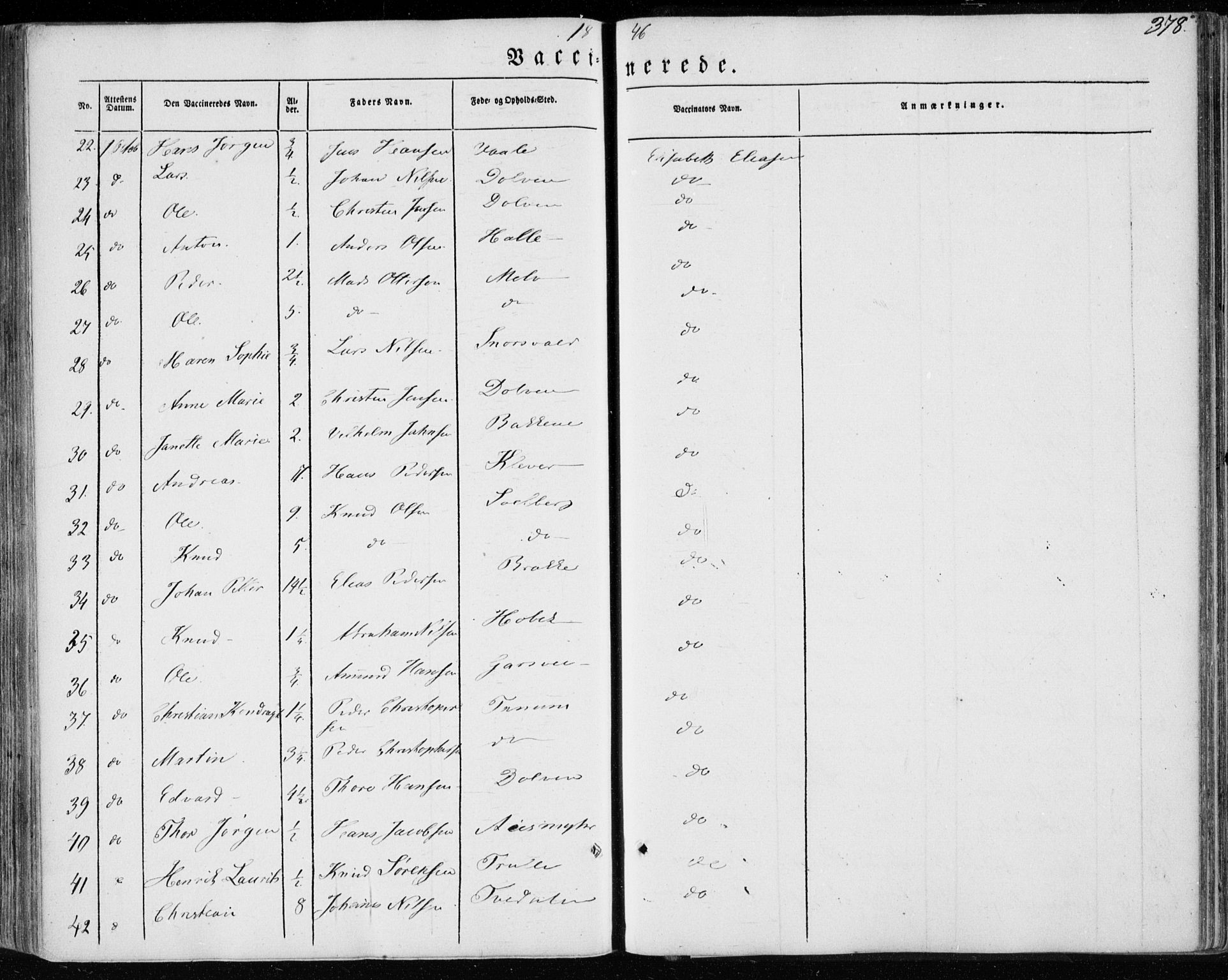 Brunlanes kirkebøker, AV/SAKO-A-342/F/Fa/L0004: Parish register (official) no. I 4, 1846-1862, p. 378