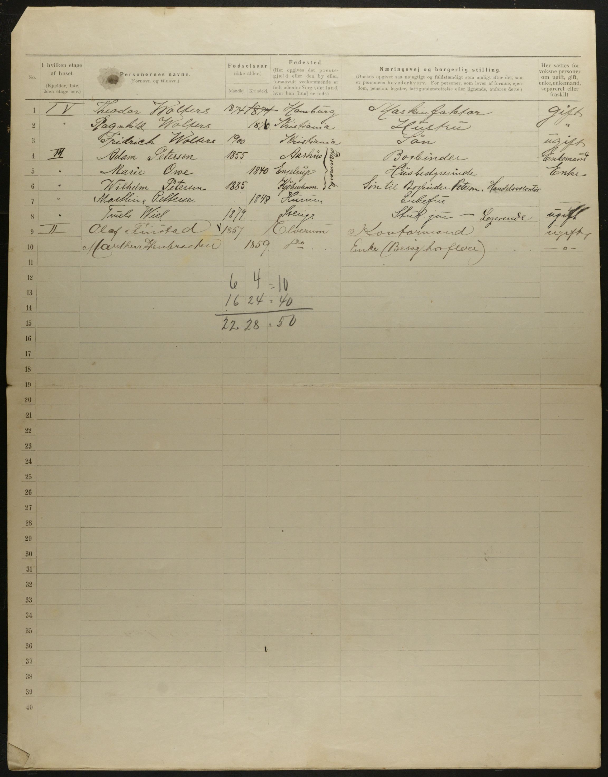 OBA, Municipal Census 1901 for Kristiania, 1901, p. 5739