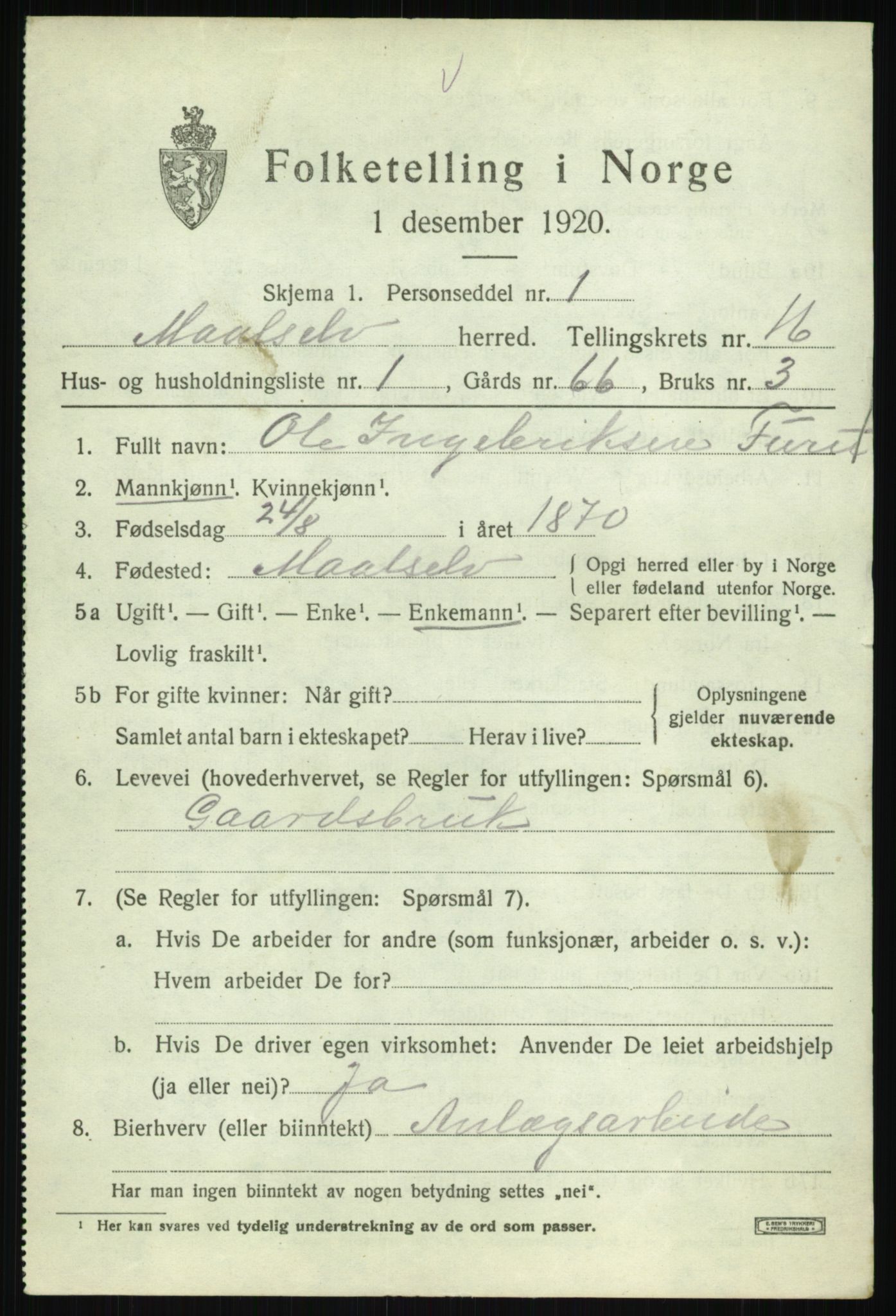 SATØ, 1920 census for Målselv, 1920, p. 8031