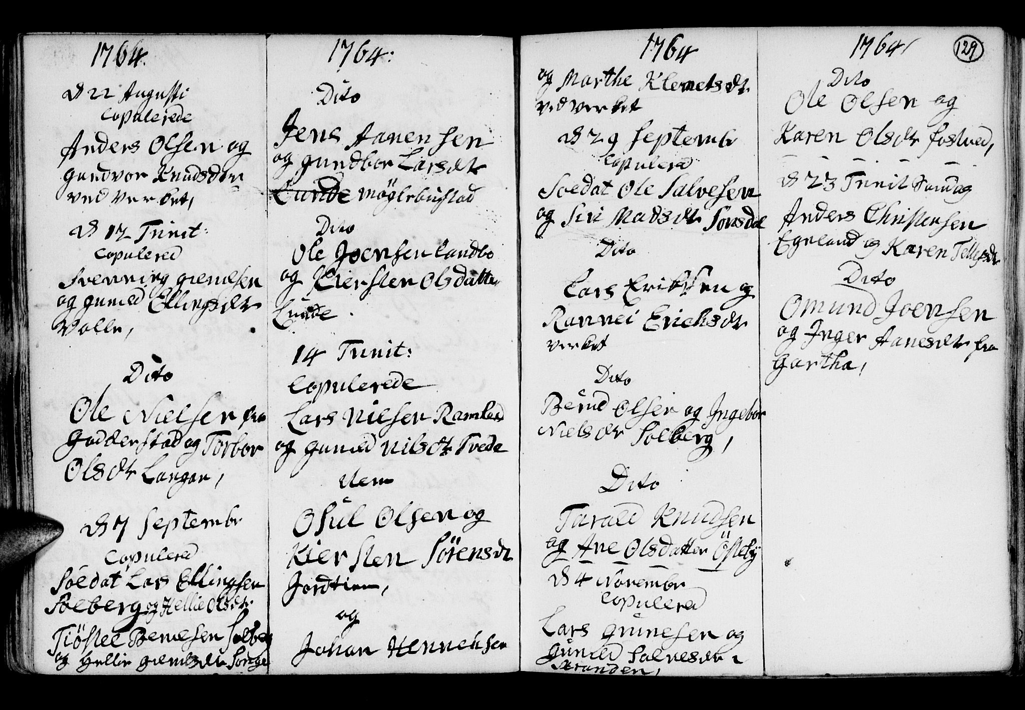 Holt sokneprestkontor, SAK/1111-0021/F/Fb/L0005: Parish register (copy) no. B 5, 1746-1764, p. 129