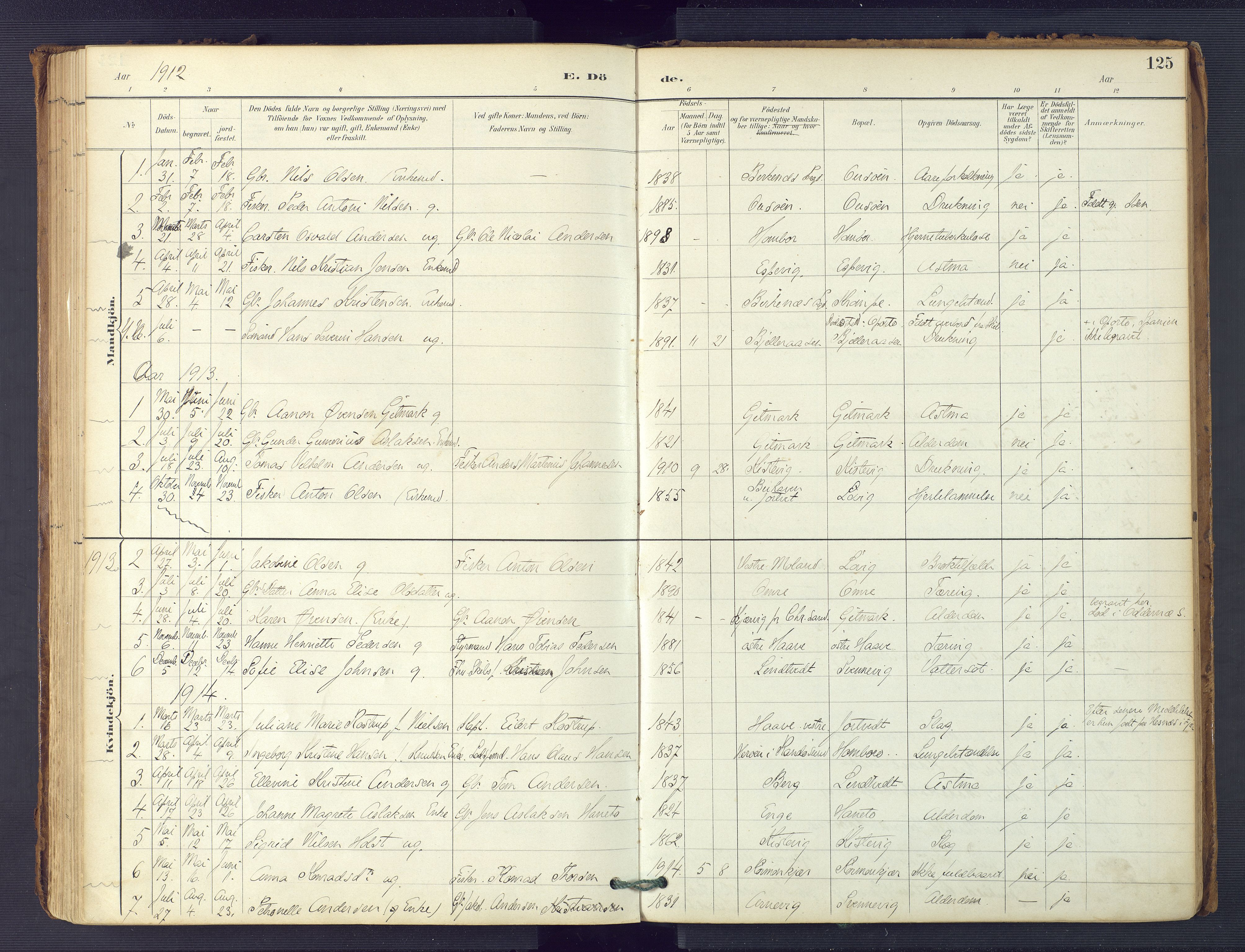 Hommedal sokneprestkontor, SAK/1111-0023/F/Fa/Faa/L0003: Parish register (official) no. A 3, 1885-1916, p. 125