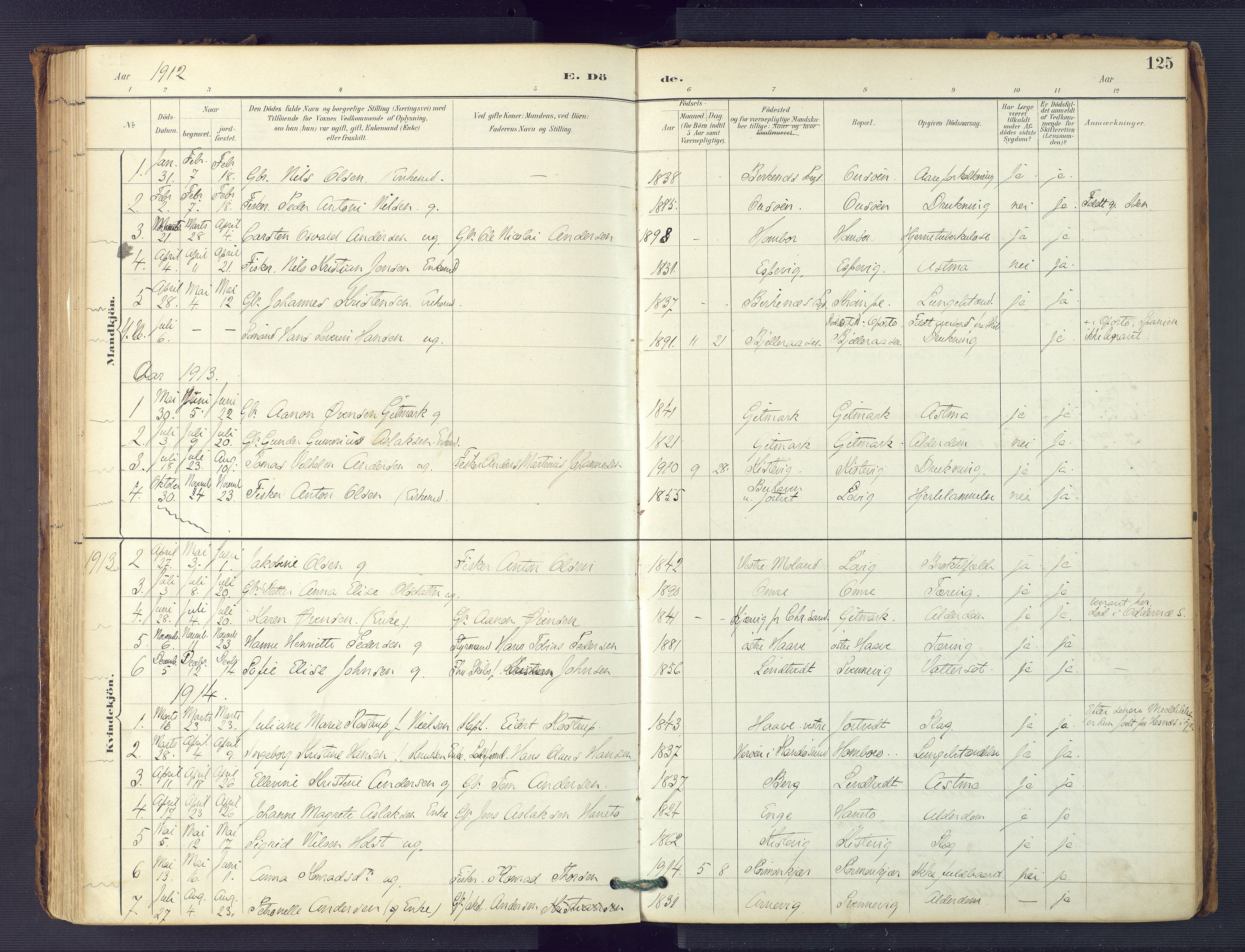 Hommedal sokneprestkontor, AV/SAK-1111-0023/F/Fa/Faa/L0003: Parish register (official) no. A 3, 1885-1916, p. 125