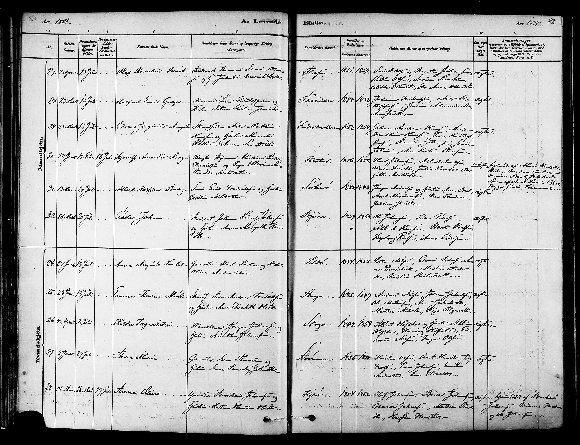 Ministerialprotokoller, klokkerbøker og fødselsregistre - Nordland, AV/SAT-A-1459/834/L0507: Parish register (official) no. 834A05, 1878-1892, p. 82