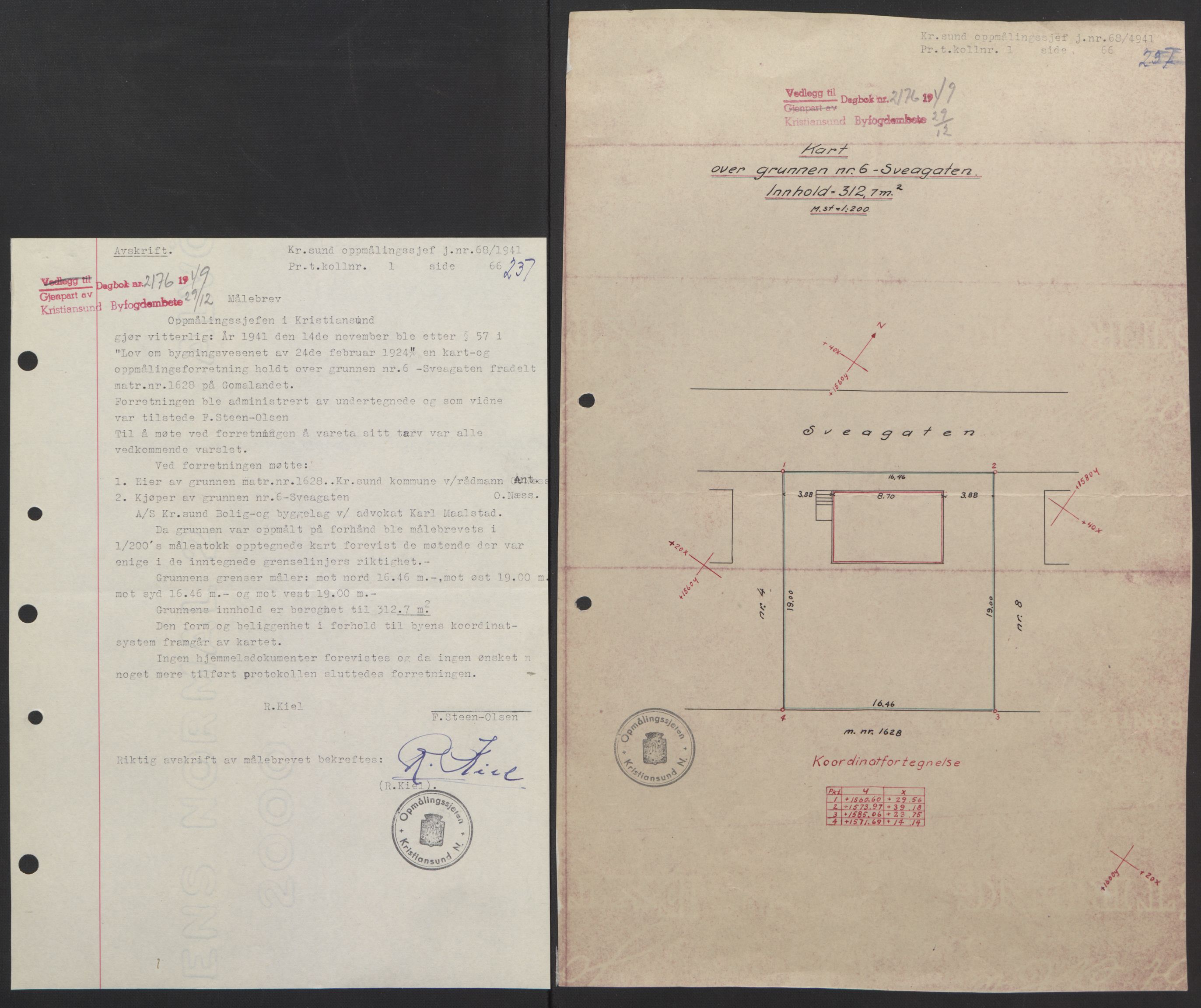 Kristiansund byfogd, AV/SAT-A-4587/A/27: Mortgage book no. 42, 1947-1950, Diary no: : 2176/1949